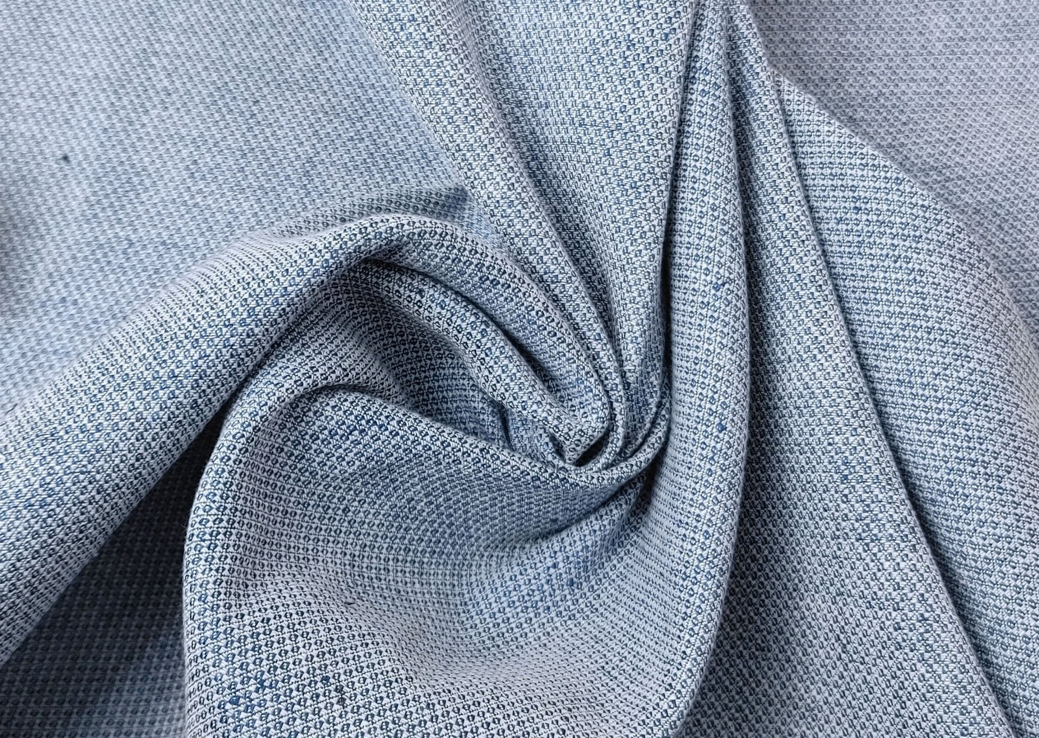 Blue Diamond Dobby Linen Cotton Stretch Fabric 4750 - The Linen Lab - Blue
