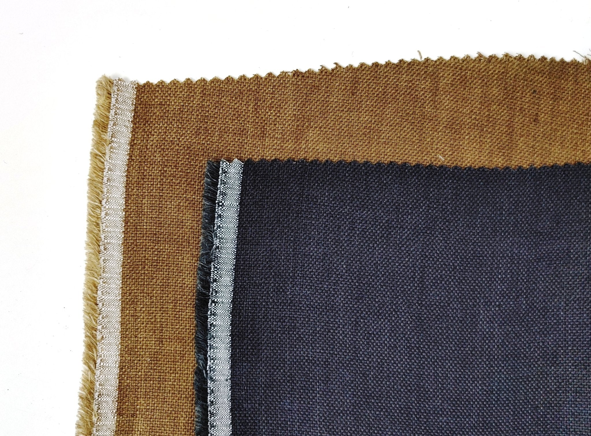 100% Linen Fabric 3:3 Mat Canvas with Vintage Dyed Delave Effect 7074 7075 - The Linen Lab - Brown