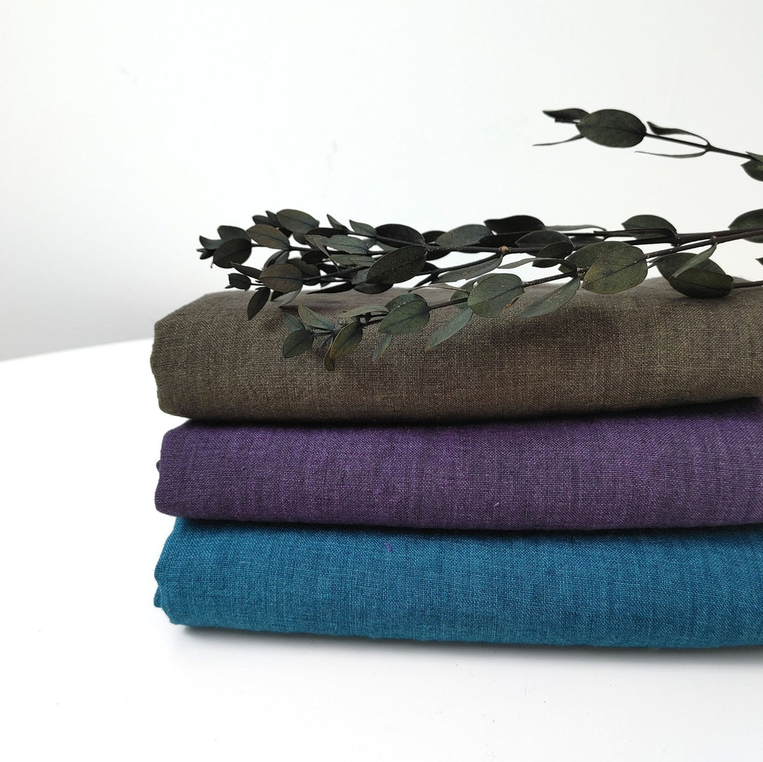 100% Linen Fabric: Delave High-Twisted Linen 14s, Medium Weight, New for 2024, 7712 7713 7682 - The Linen Lab - Khaki(Dark)