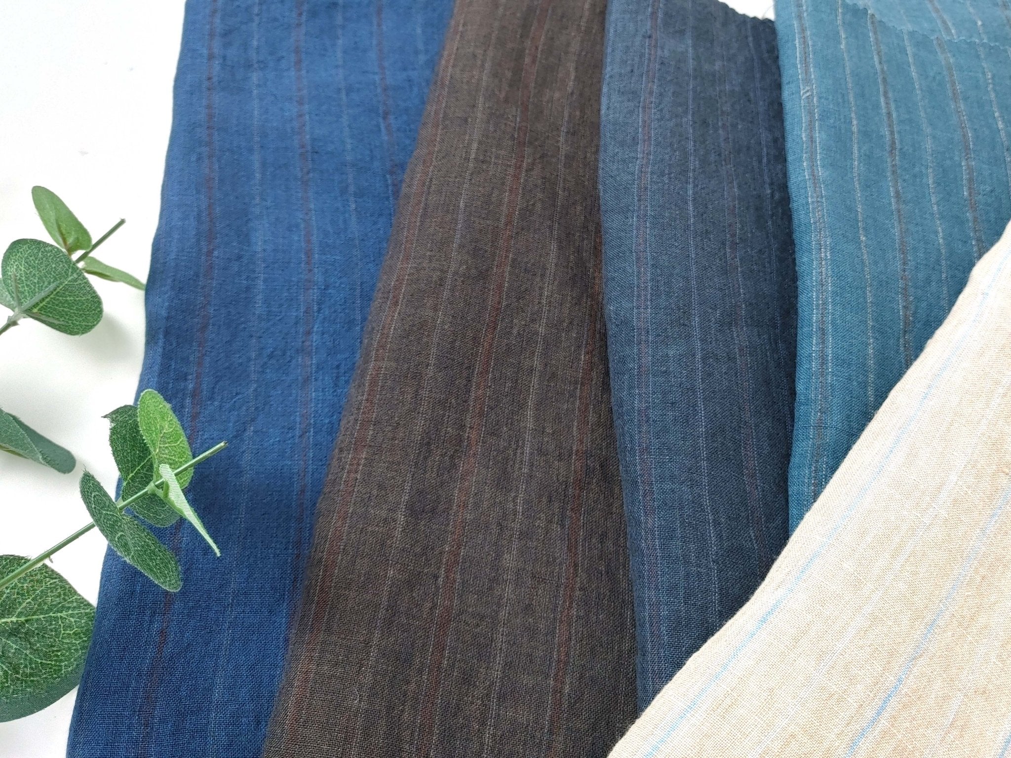 100% Linen Fabric Delave Stripe Lightweight 7500 7501 7751 7723 7724 - The Linen Lab - Beige