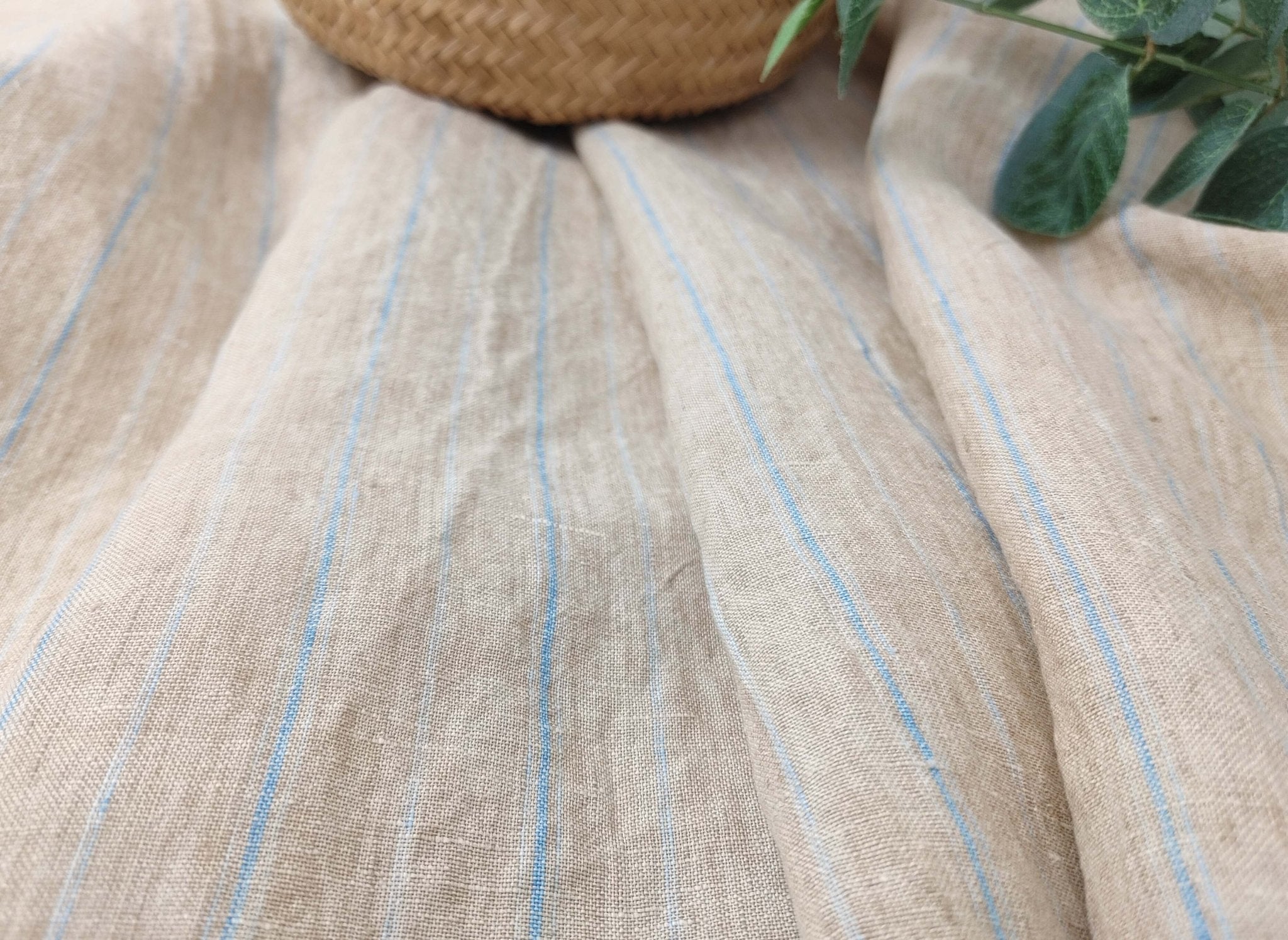 100% Linen Fabric Delave Stripe Lightweight 7500 7501 7751 7723 7724 - The Linen Lab - Navy