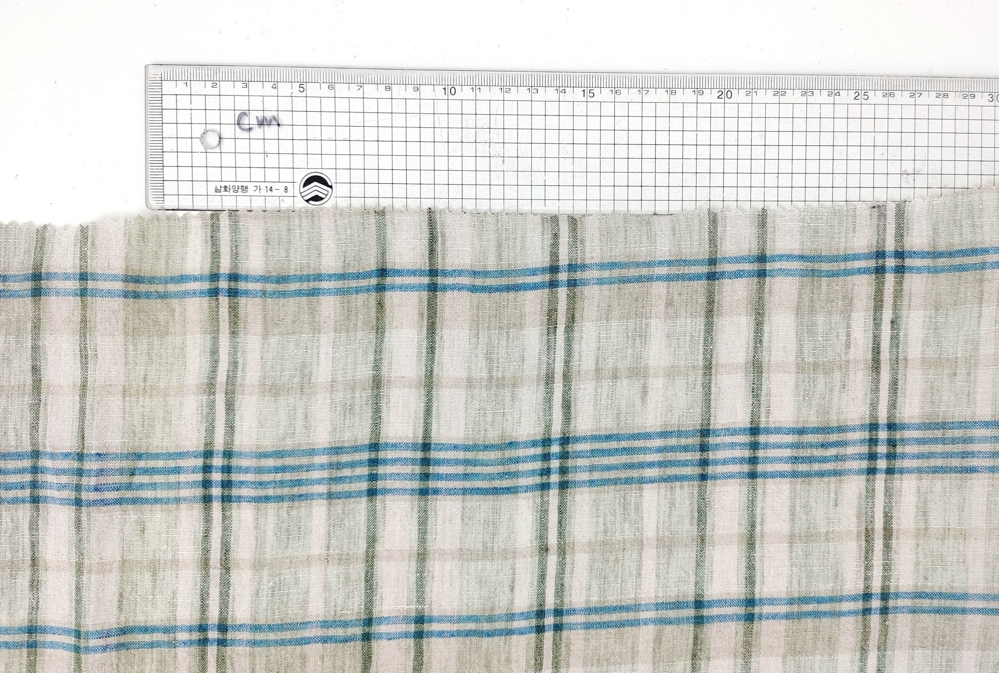 100% Linen Fabric Madras Plaid Light Weight (7022 7023 7024 6709 6710 6711) - The Linen Lab - Greenish Blue