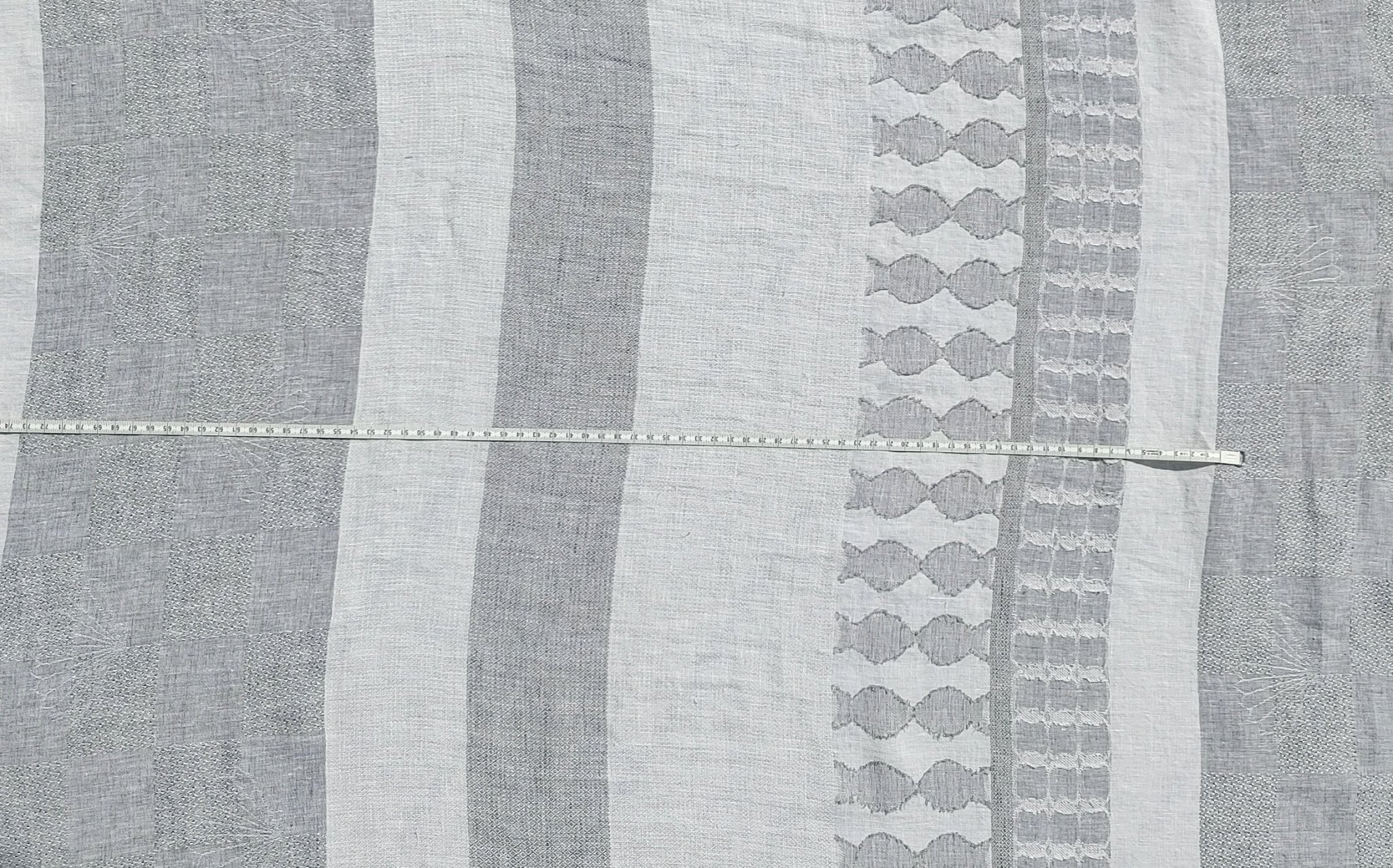 100% Linen Jacquard Weave Fabric with Multi-Pattern Design 6503 - The Linen Lab - Gray