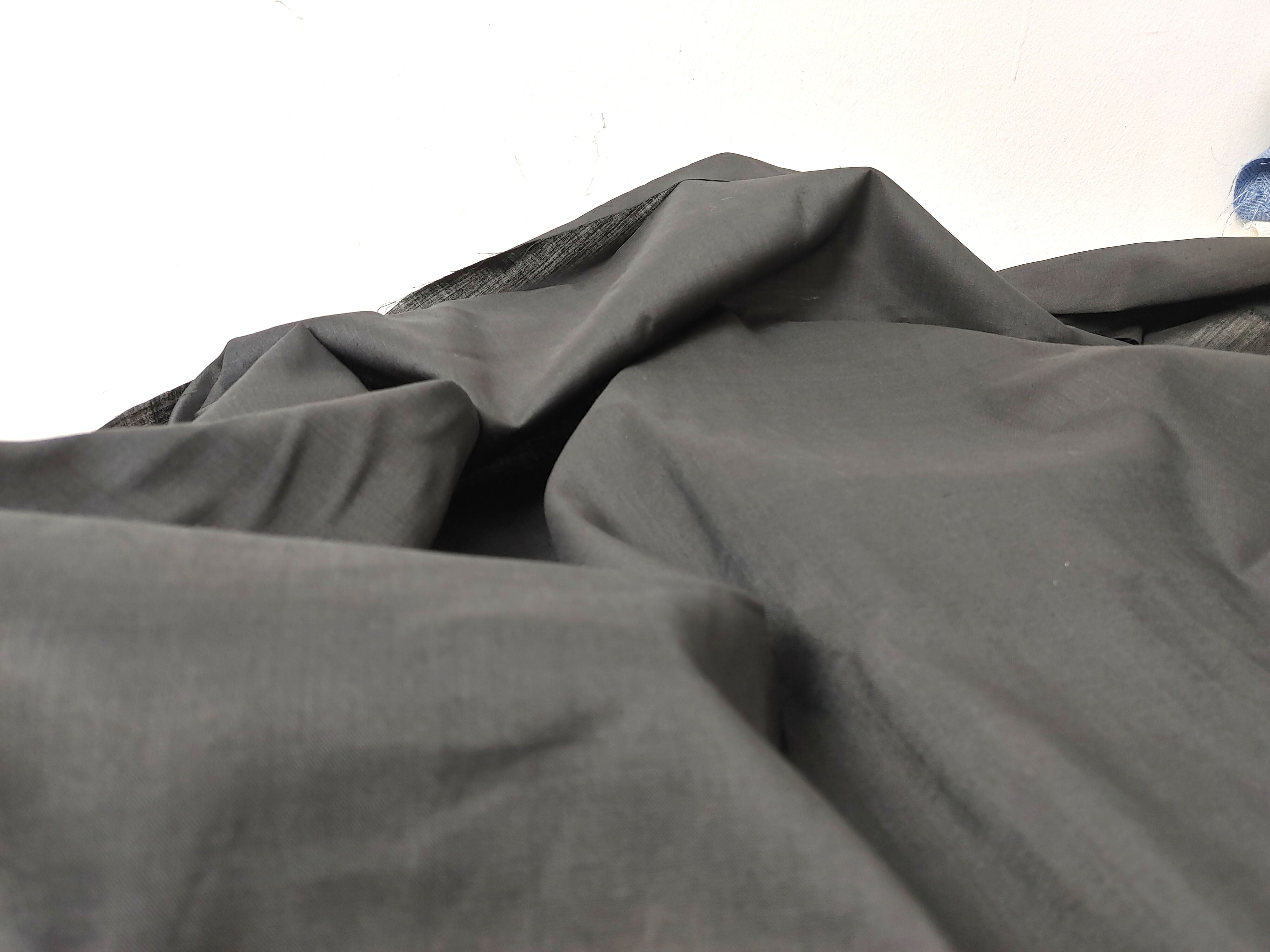 Ramie Polyester Black Sheer Fabric 68nm Light Weight 3898