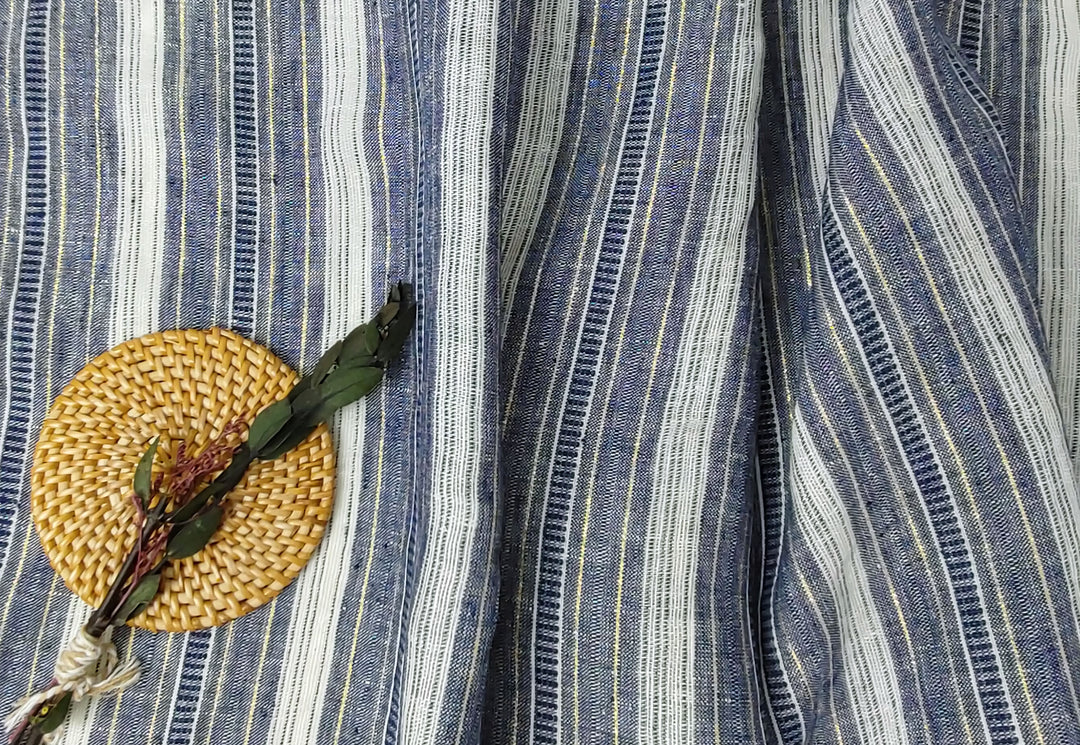 Linen Gold Lurex Dobby Stripe Fabric 1547 74