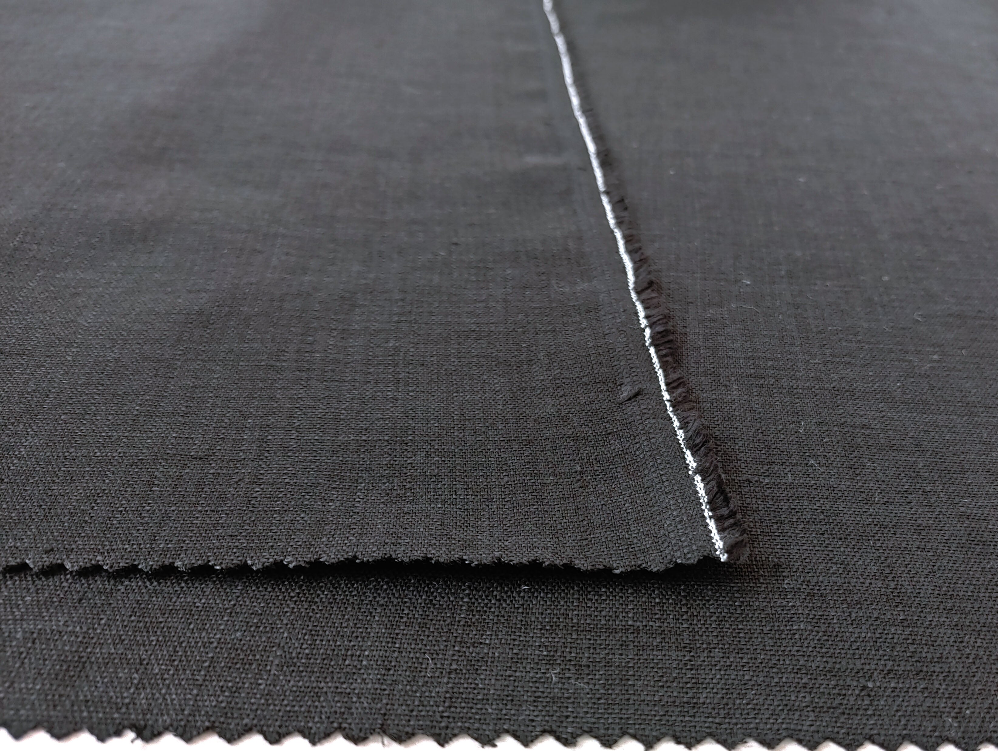 Black Double Face Fabric - 95% Linen 5% Cotton, Medium to Heavy Weight 898