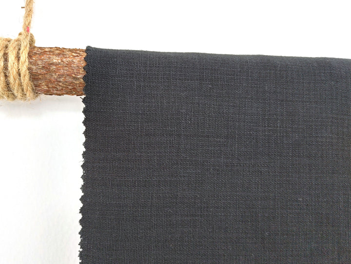 Black Double Face Fabric - 95% Linen 5% Cotton, Medium to Heavy Weight 898