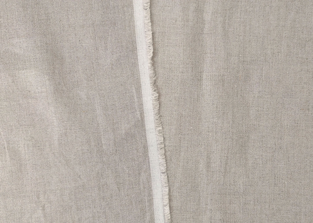 100% Linen Natural Color Fabric with Silver Foil Print 3492