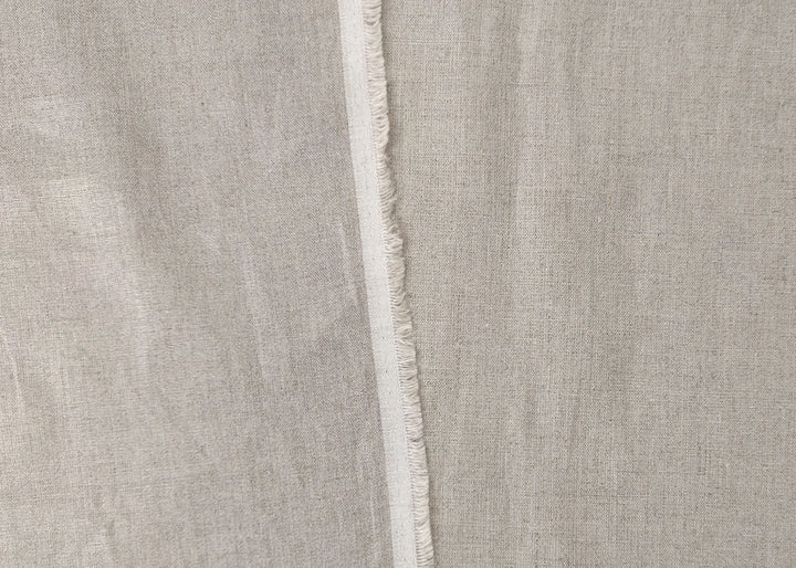 100% Linen Natural Color Fabric with Silver Foil Print 3492
