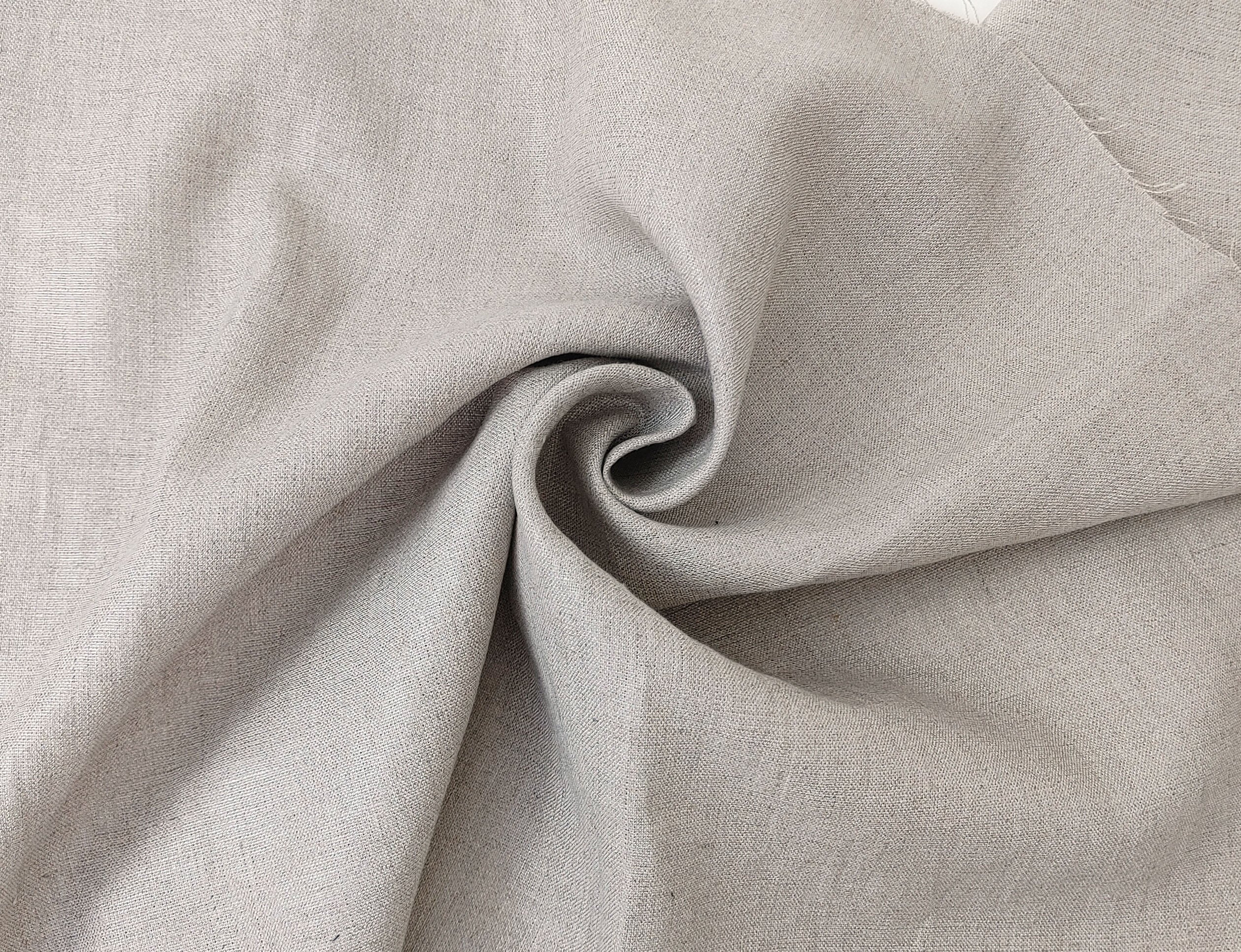 100% Linen Natural Color Fabric with Silver Foil Print 3492