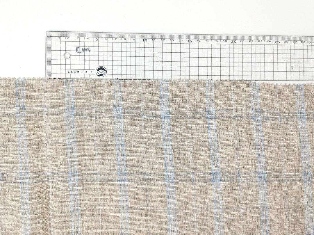 Beige Plaid Linen Cotton Ramie Fabric 7867