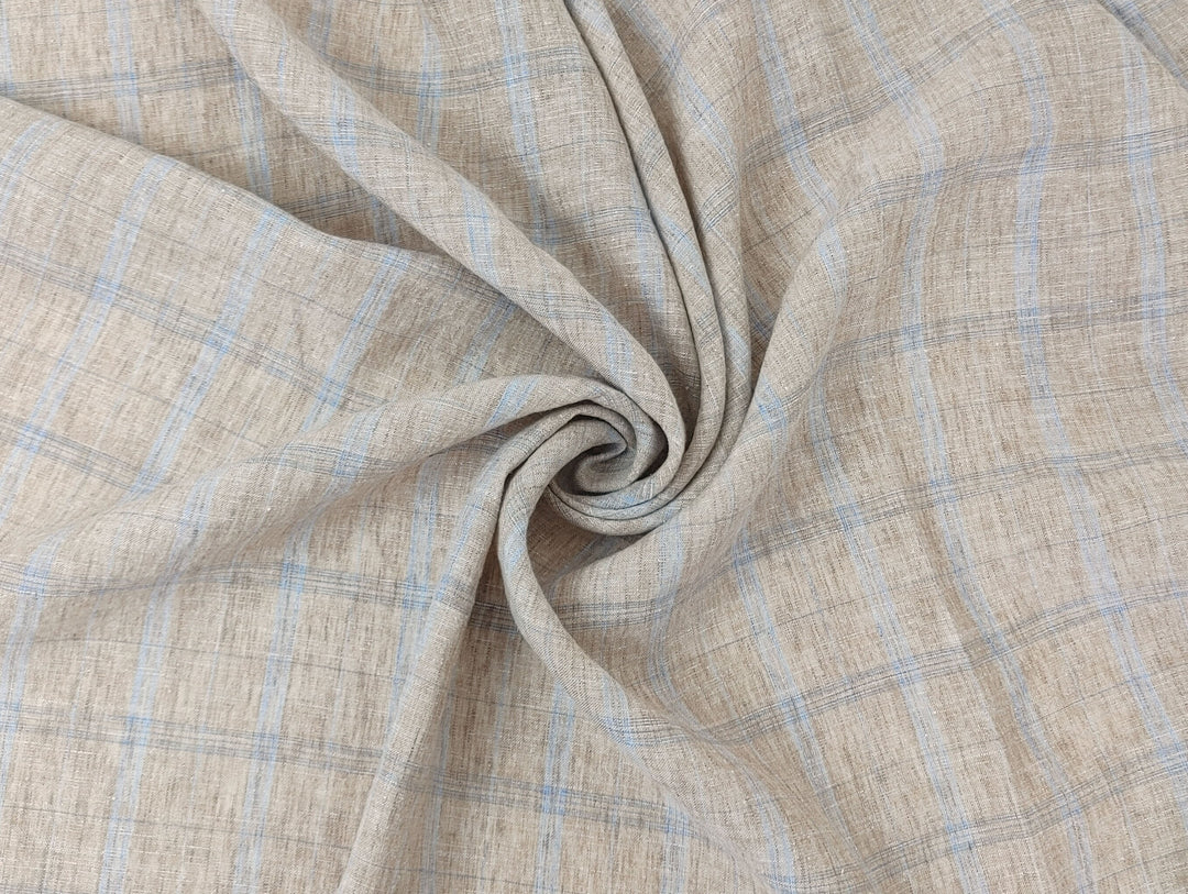 Beige Plaid Linen Cotton Ramie Fabric 7867