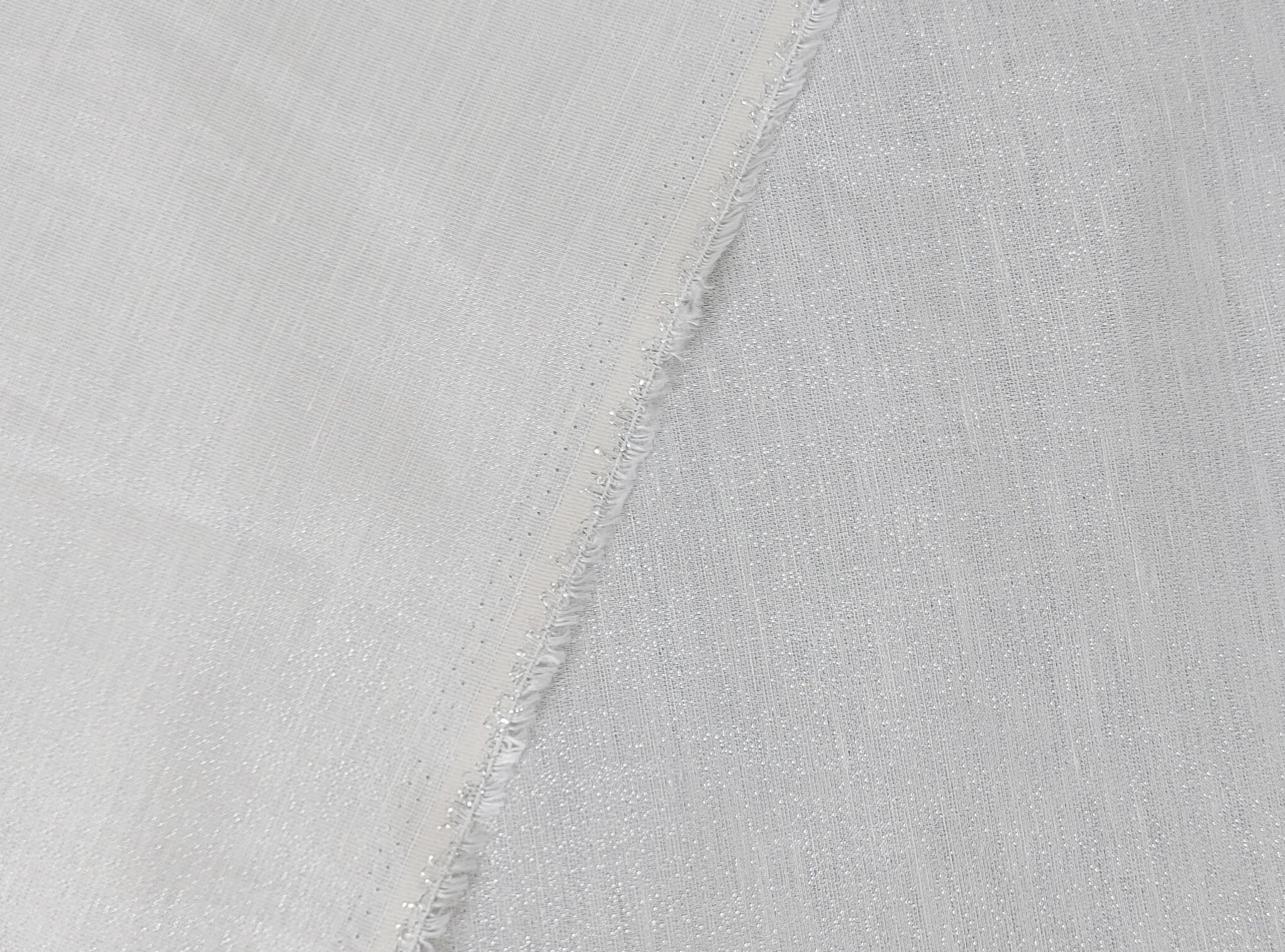 Elegant White Linen Tencel Fabric with Silver Lurex Highlights 2467