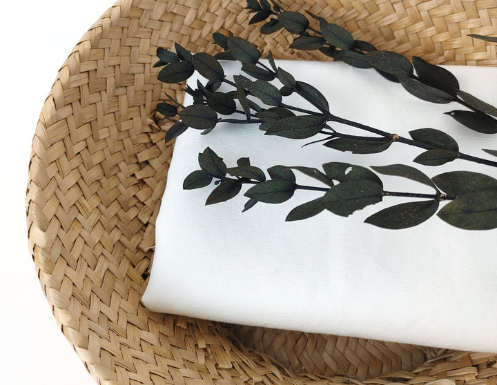 White Linen Tencel Cotton Blend Fabric - Soft Touch, Light-Medium Weight 7002