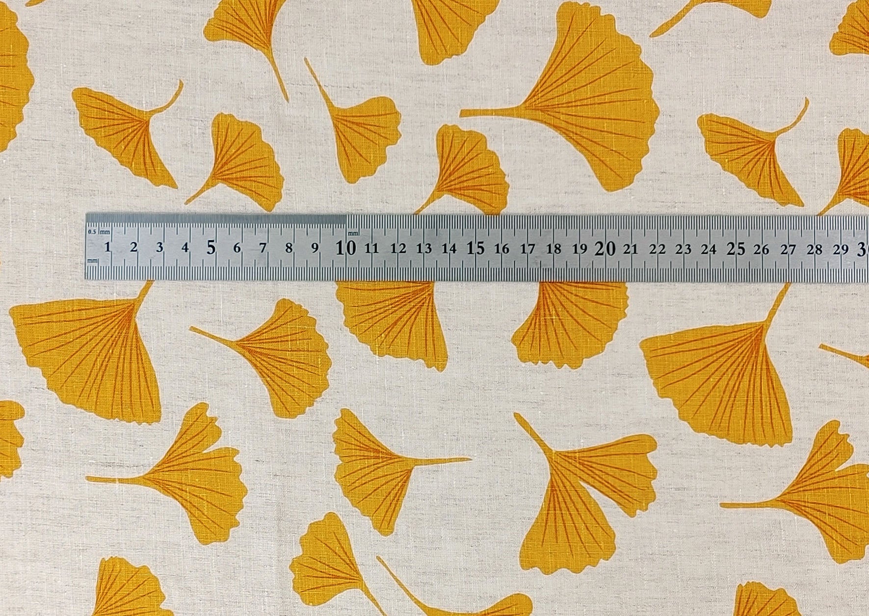 Morning Calm Ginkgo: 100% Linen Fabric 7912