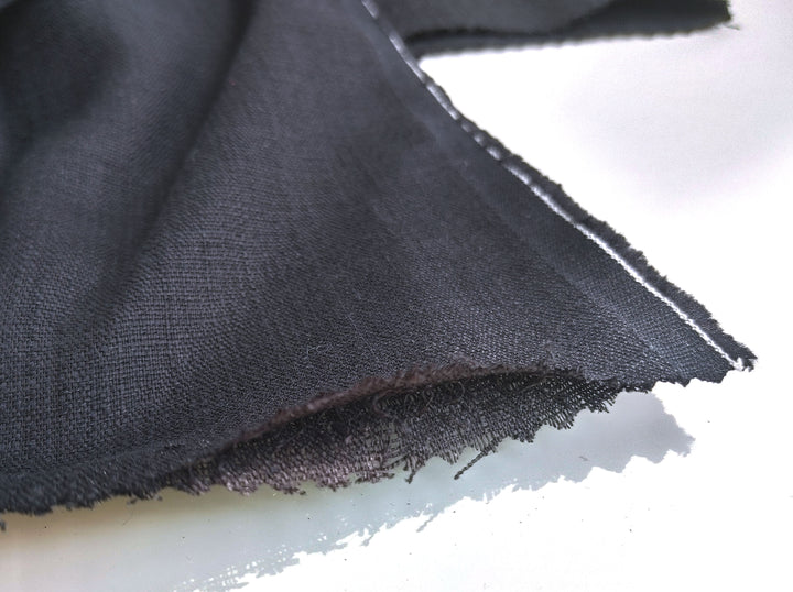 Black Double Face Fabric - 95% Linen 5% Cotton, Medium to Heavy Weight 898