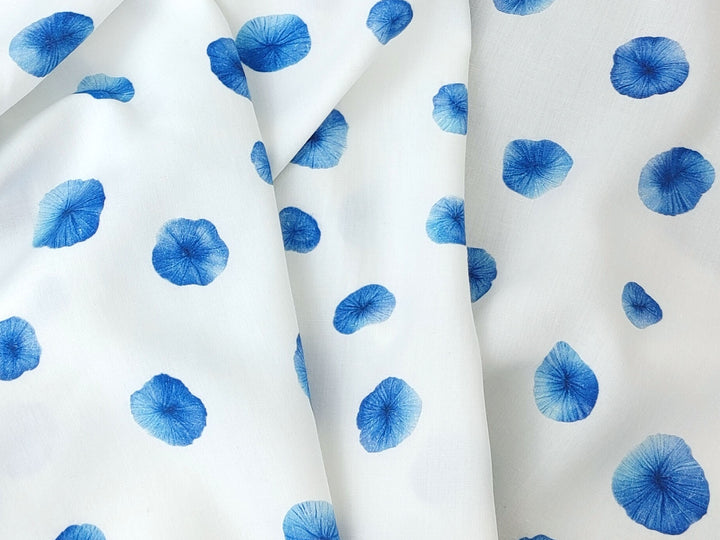 Linen Rayon Fabric in Botanical Blue Print 7921