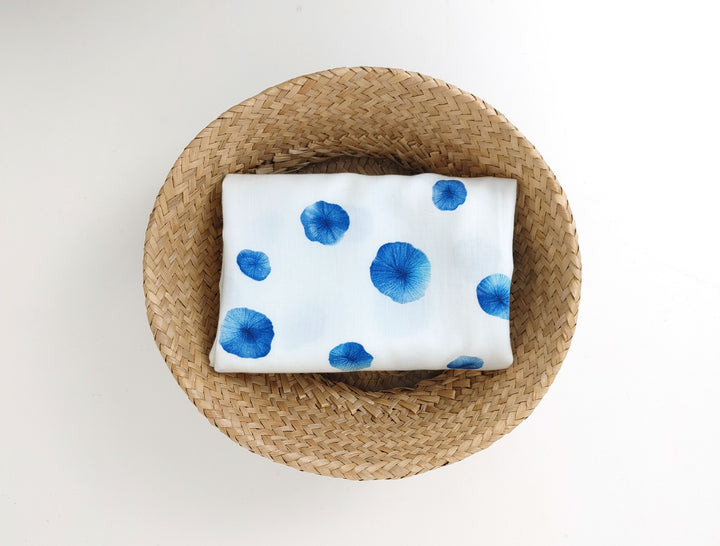 Linen Rayon Fabric in Botanical Blue Print 7921