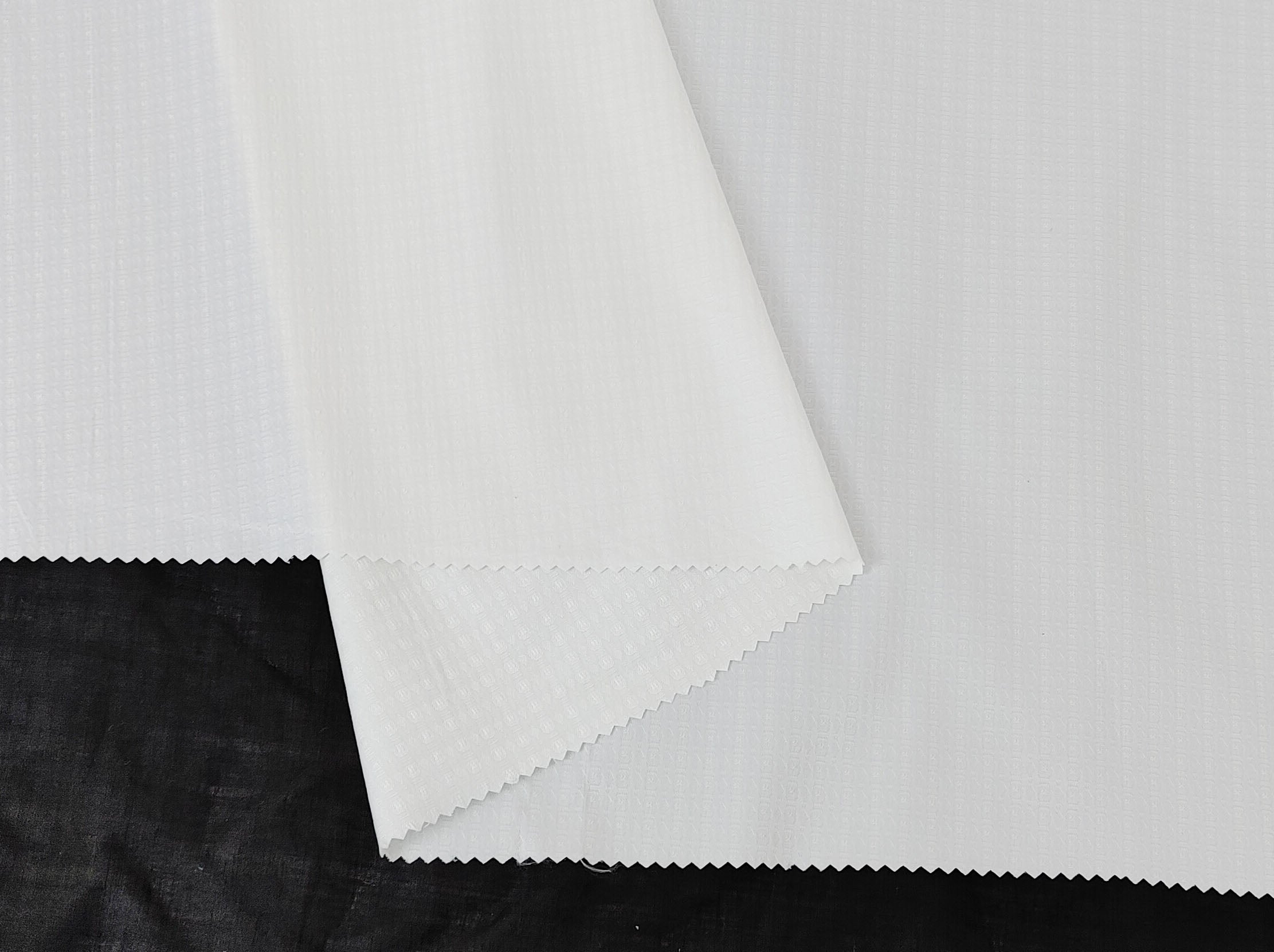 White Polyester Nylon PU Jacquard Fabric - Highly Stretchable 3927