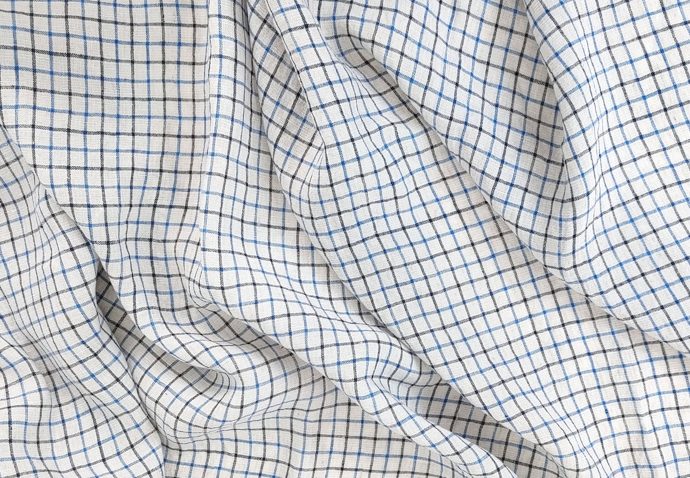 100% Linen Breeze: Light and Checked Fabric 7944