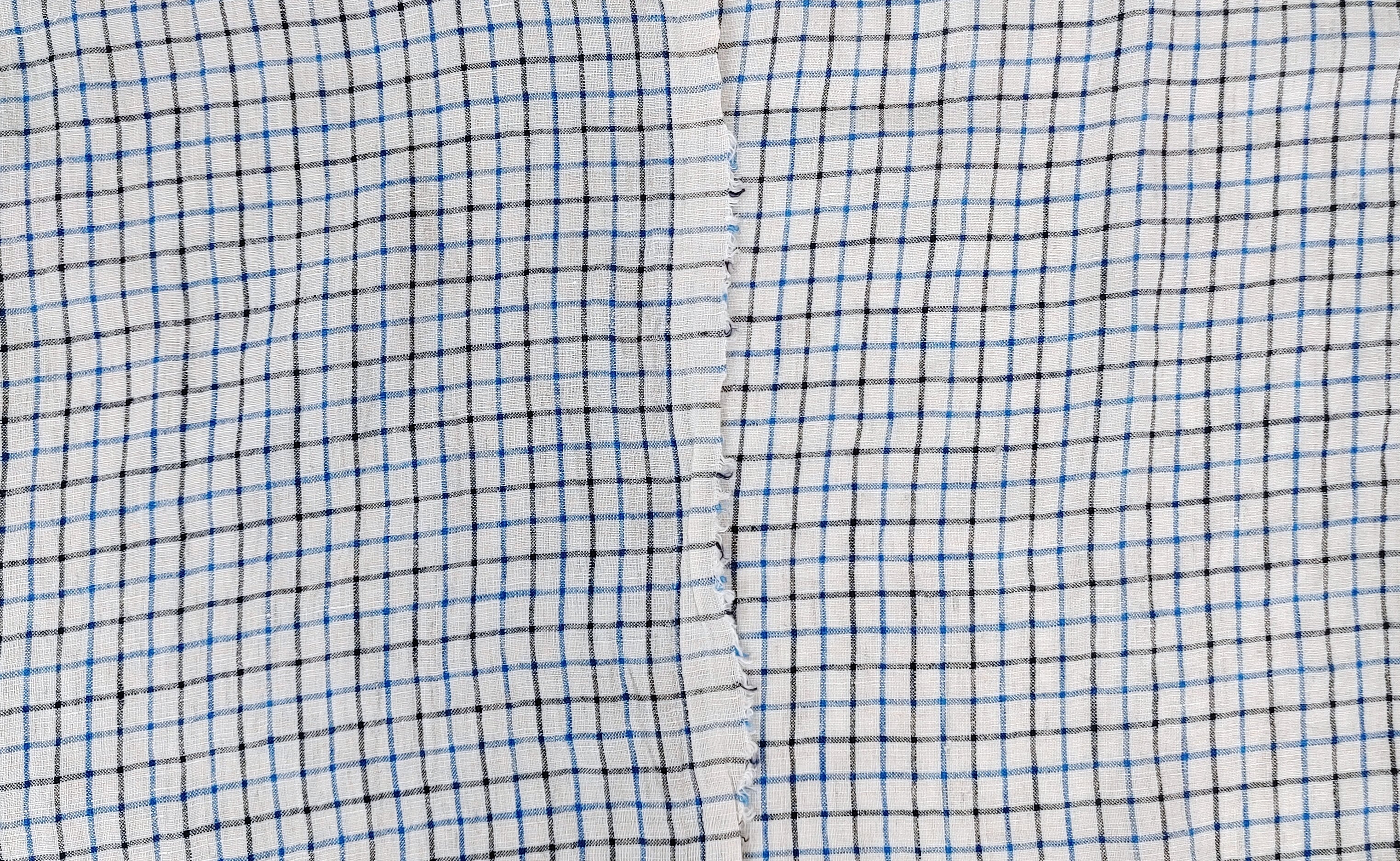 100% Linen Breeze: Light and Checked Fabric 7944