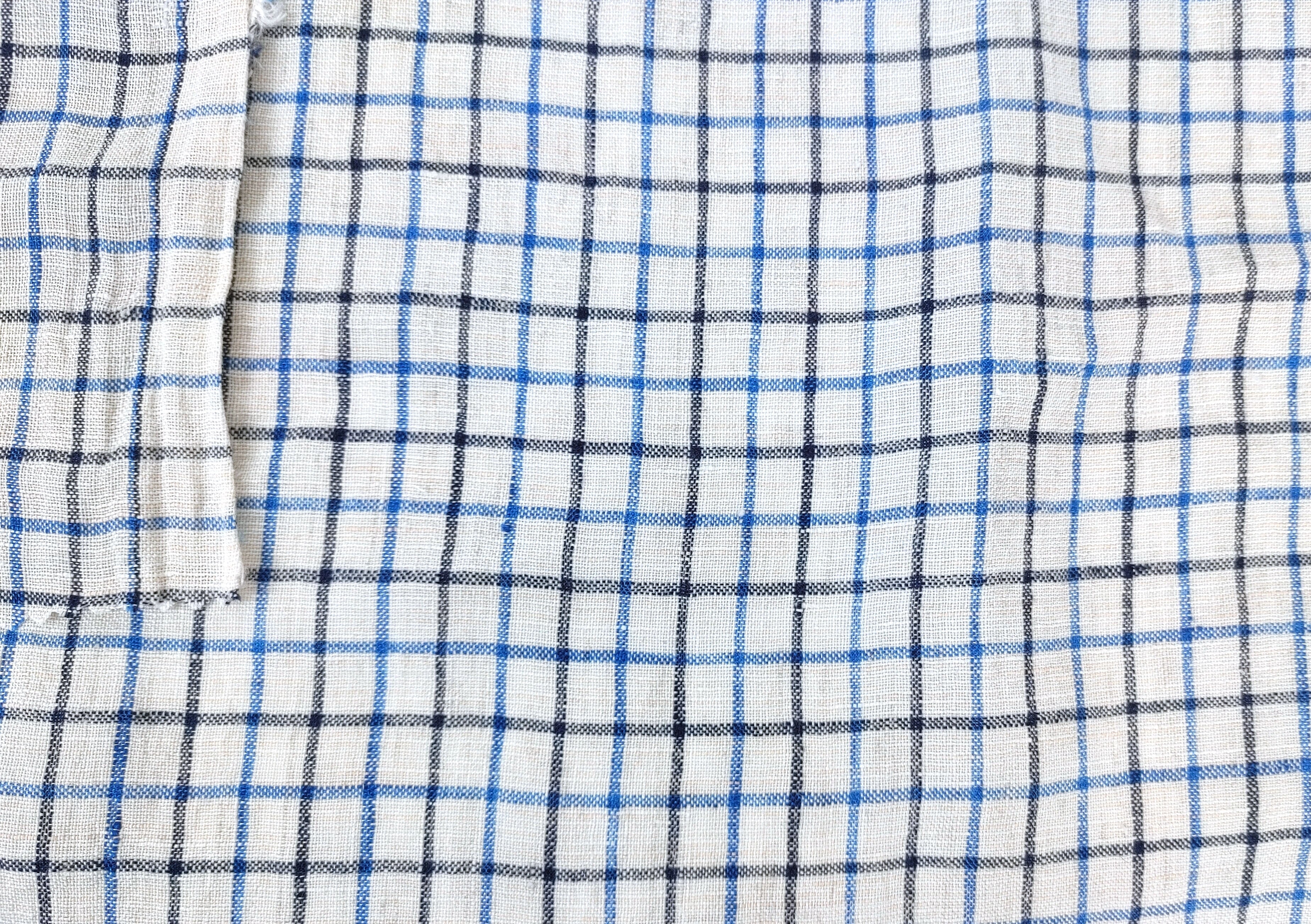 100% Linen Breeze: Light and Checked Fabric 7944