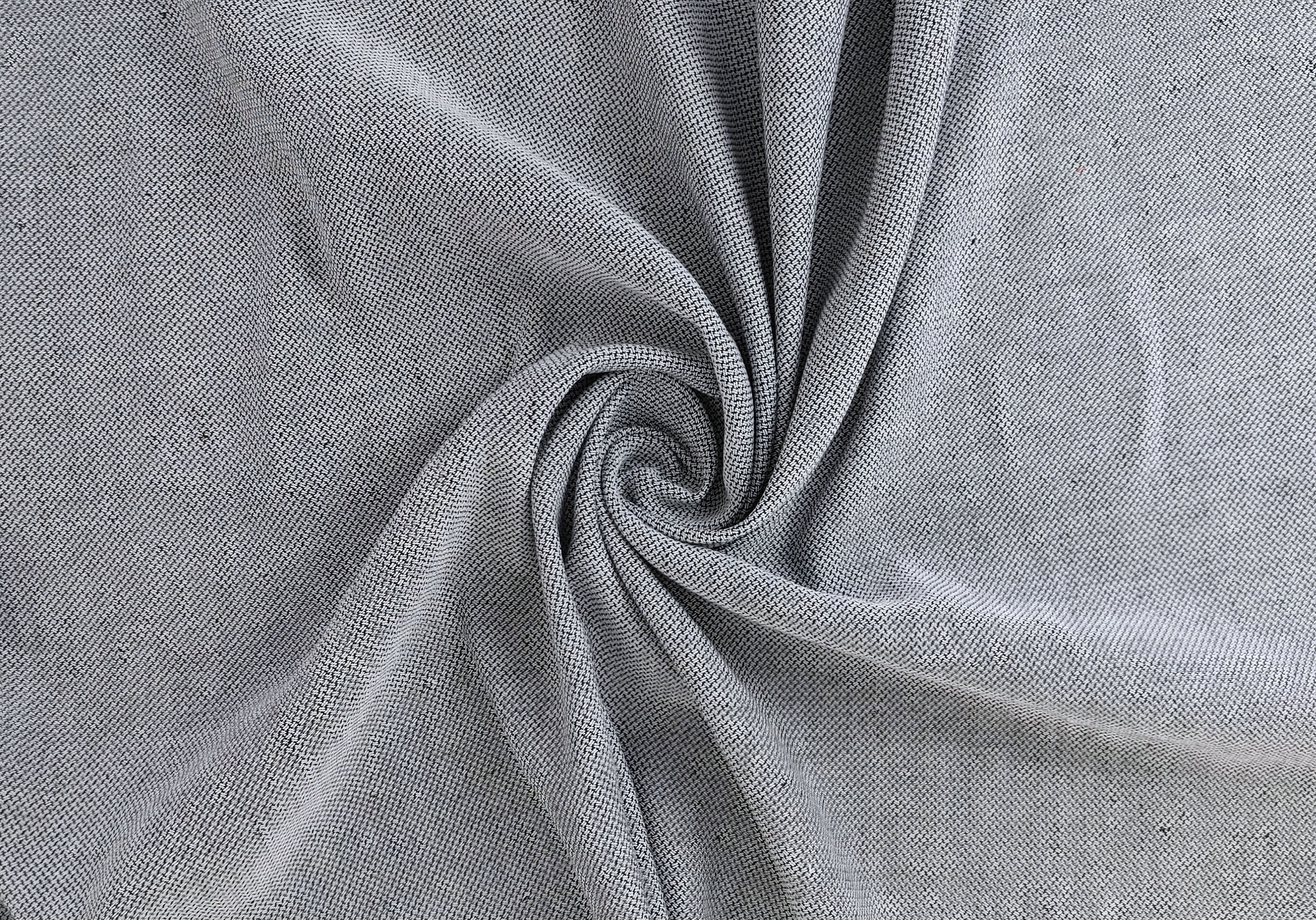 White & Black Dobby Weave Fabric - Linen-Cotton Blend 4650