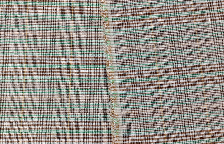 Green Linen-Polyester PU Stretch Plaid Fabric