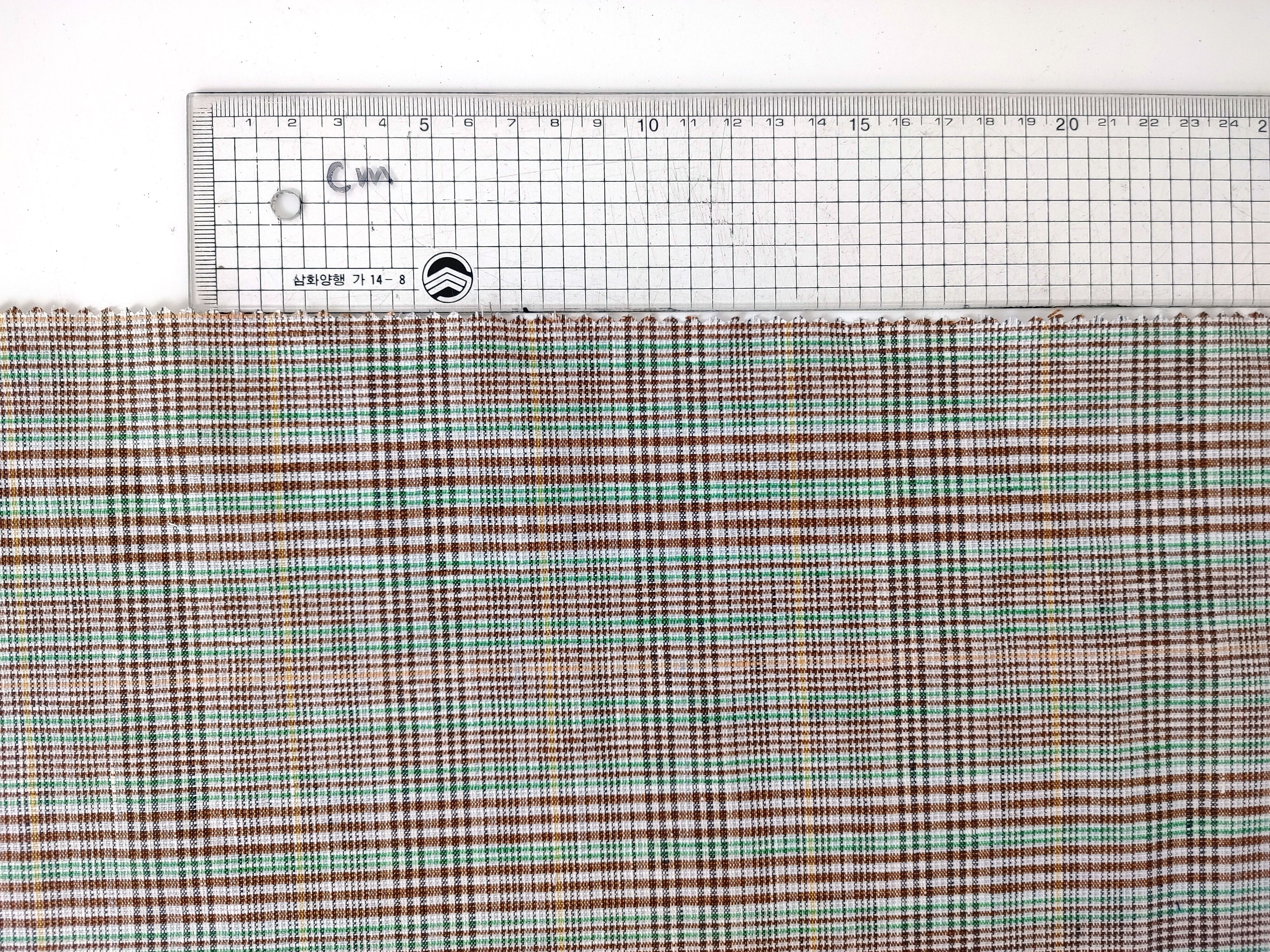 Green Linen-Polyester PU Stretch Plaid Fabric