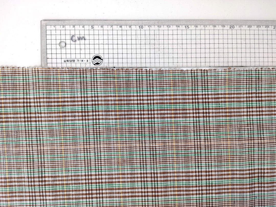 Green Linen-Polyester PU Stretch Plaid Fabric