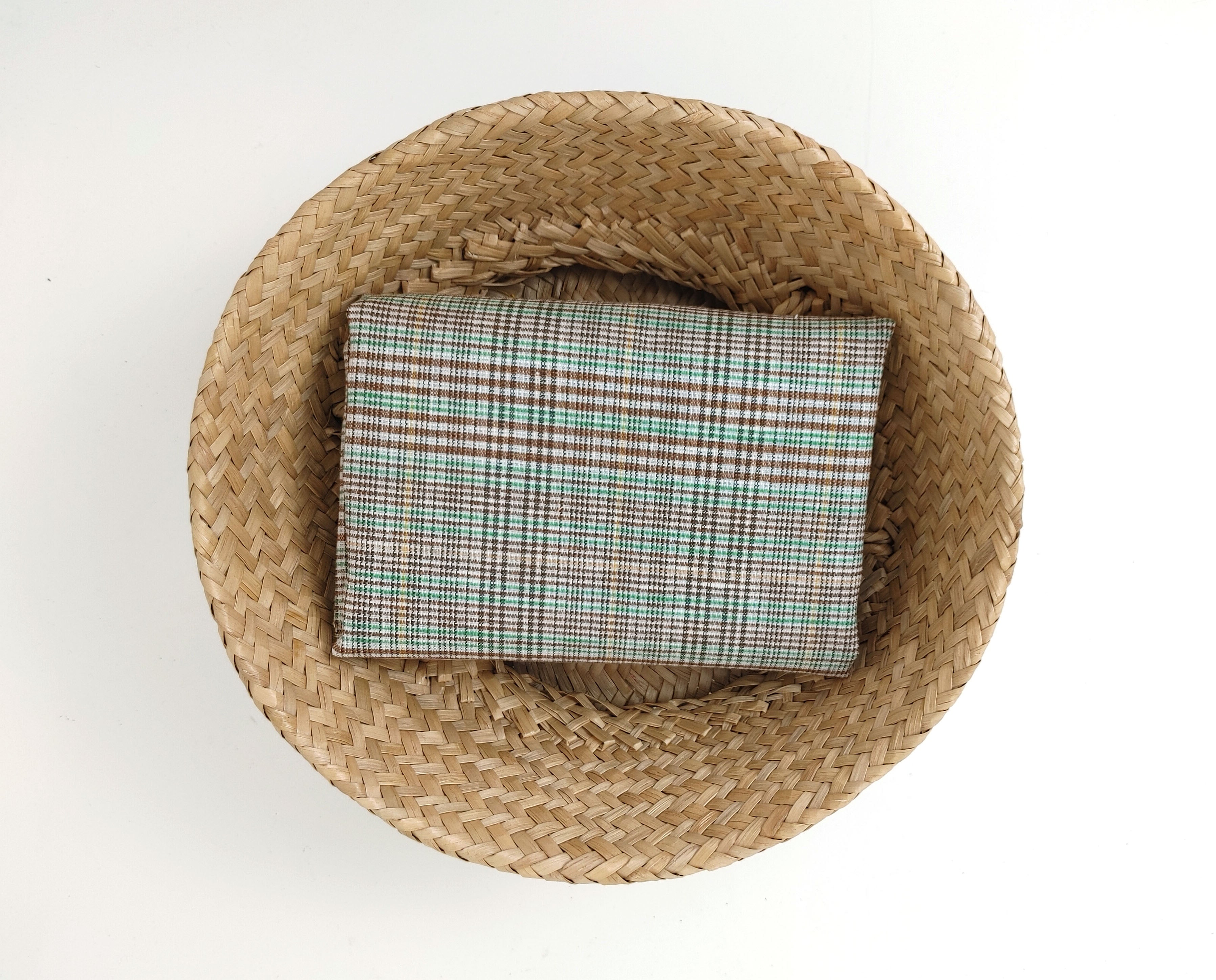 Green Linen-Polyester PU Stretch Plaid Fabric