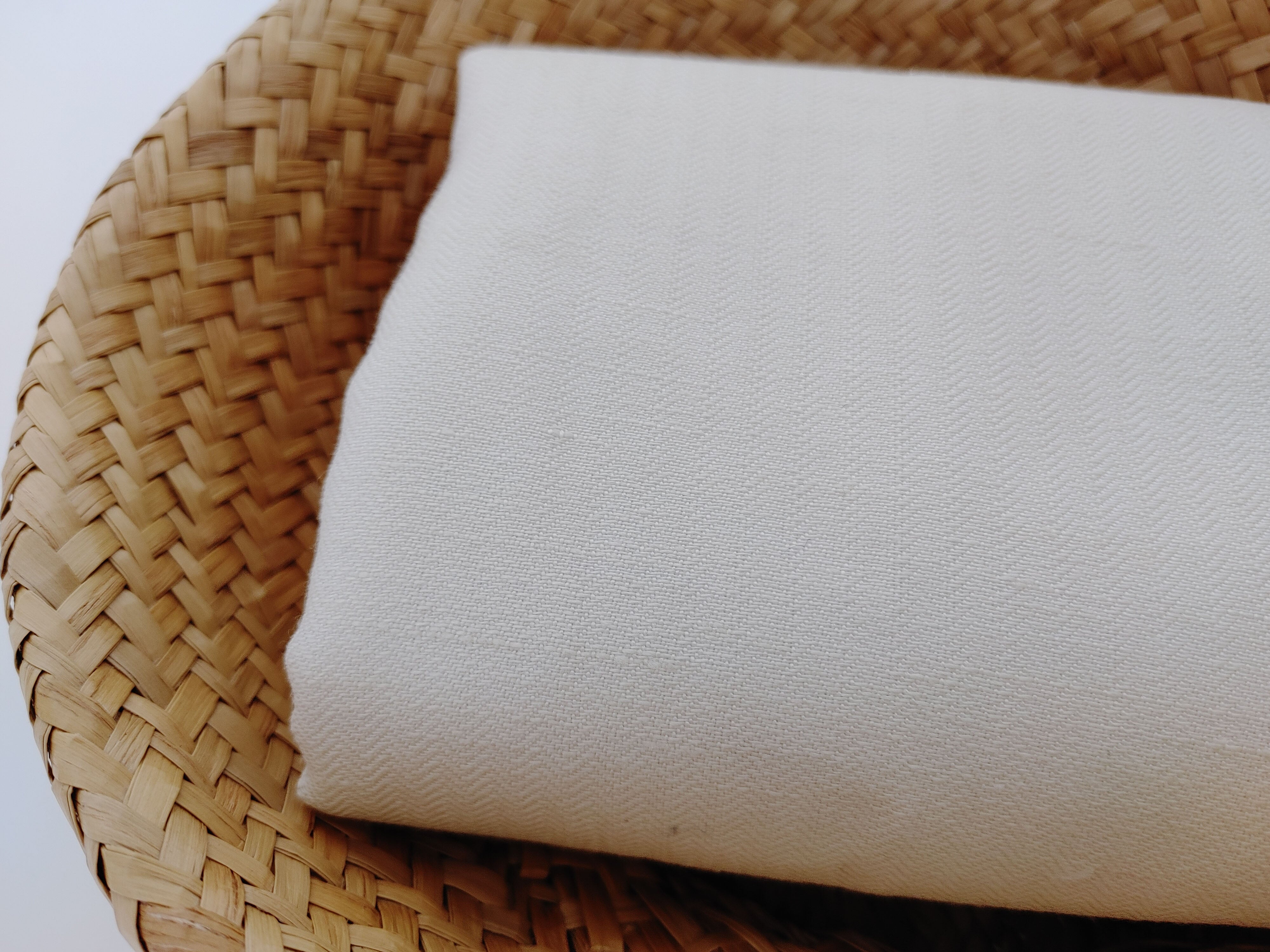 Ivory Linen-Tencel Small Herringbone Fabric 6764