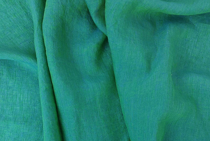 Lightweight 100% Linen Fabric - Green, 21s High-Twist Yarn, Two-Tone Effect 7929