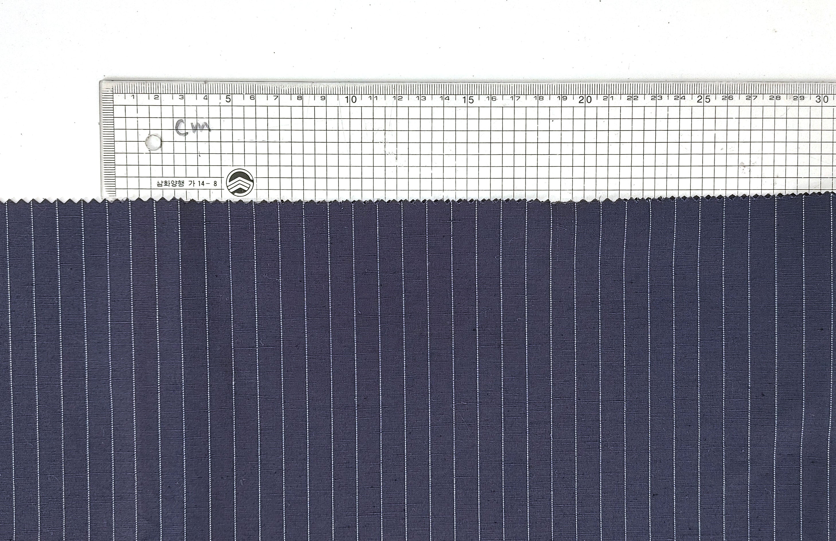 Navy Linen-Cotton Fabric with White Pin stripes 7955