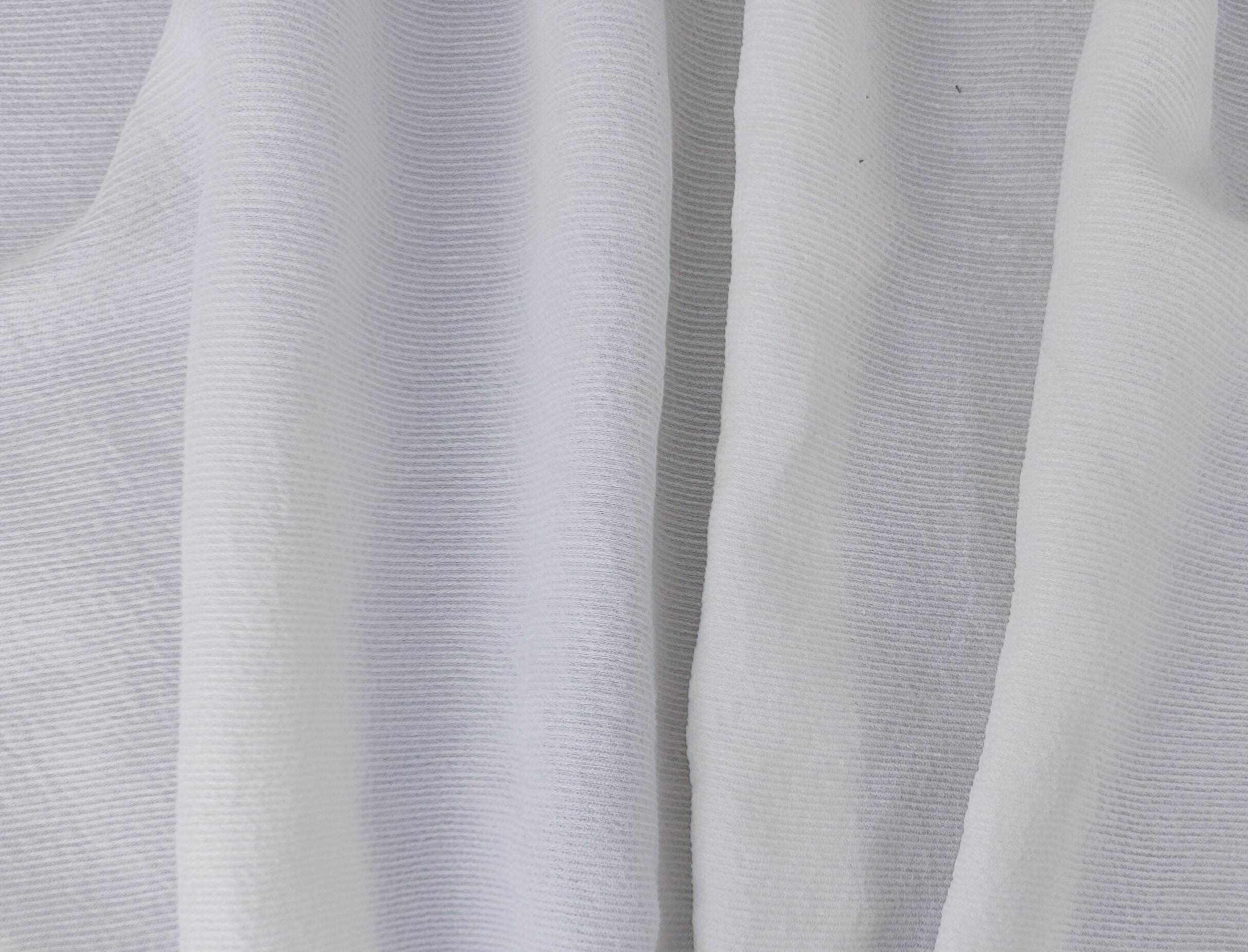 White Linen-Nylon-Rayon Dobby Weave Fabric: Subtle Wrinkle and Stripe Pattern 4280