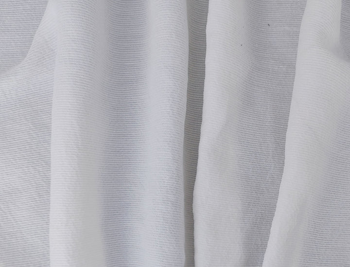 White Linen-Nylon-Rayon Dobby Weave Fabric: Subtle Wrinkle and Stripe Pattern 4280