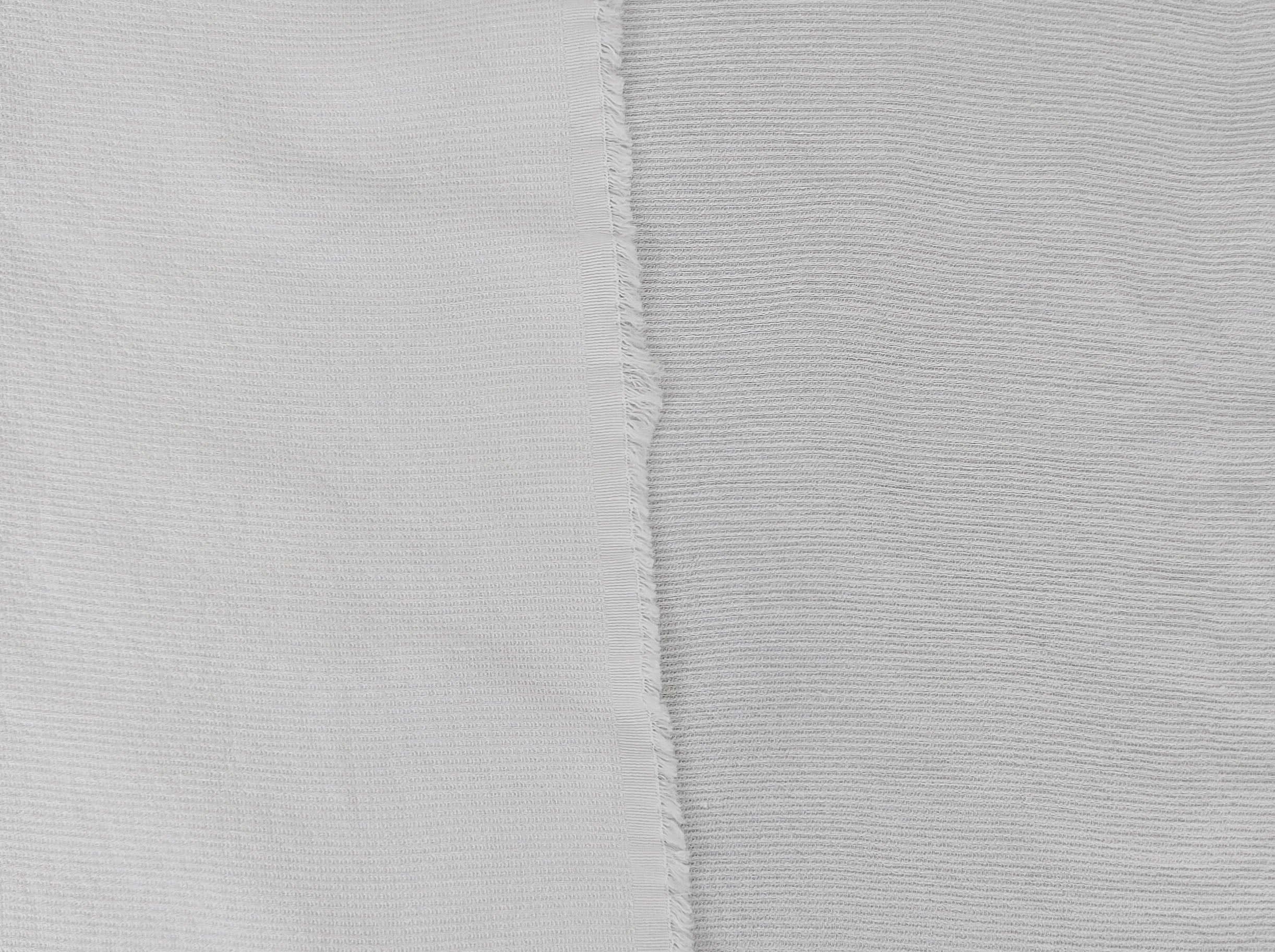 White Linen-Nylon-Rayon Dobby Weave Fabric: Subtle Wrinkle and Stripe Pattern 4280