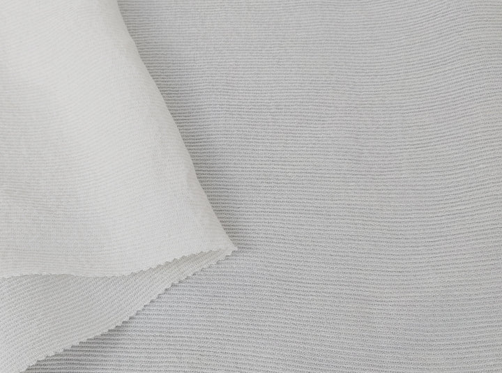 White Linen-Nylon-Rayon Dobby Weave Fabric: Subtle Wrinkle and Stripe Pattern 4280