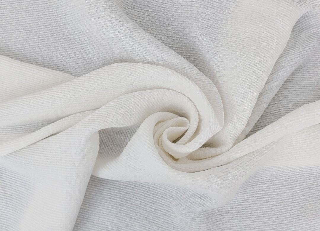 White Linen-Nylon-Rayon Dobby Weave Fabric: Subtle Wrinkle and Stripe Pattern 4280