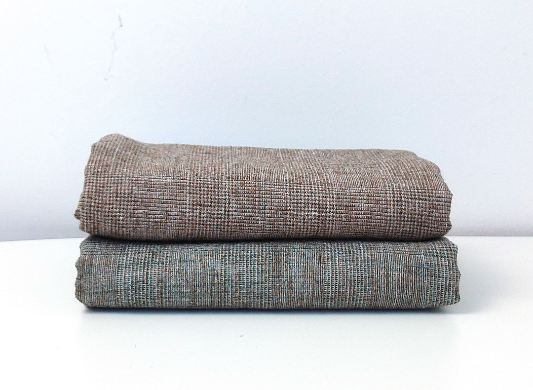 Linen-Polyester Blend Melange Glen Plaid Fabric 7673 7674