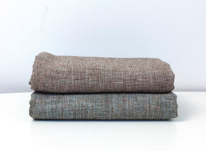 Linen-Polyester Blend Melange Glen Plaid Fabric 7673 7674