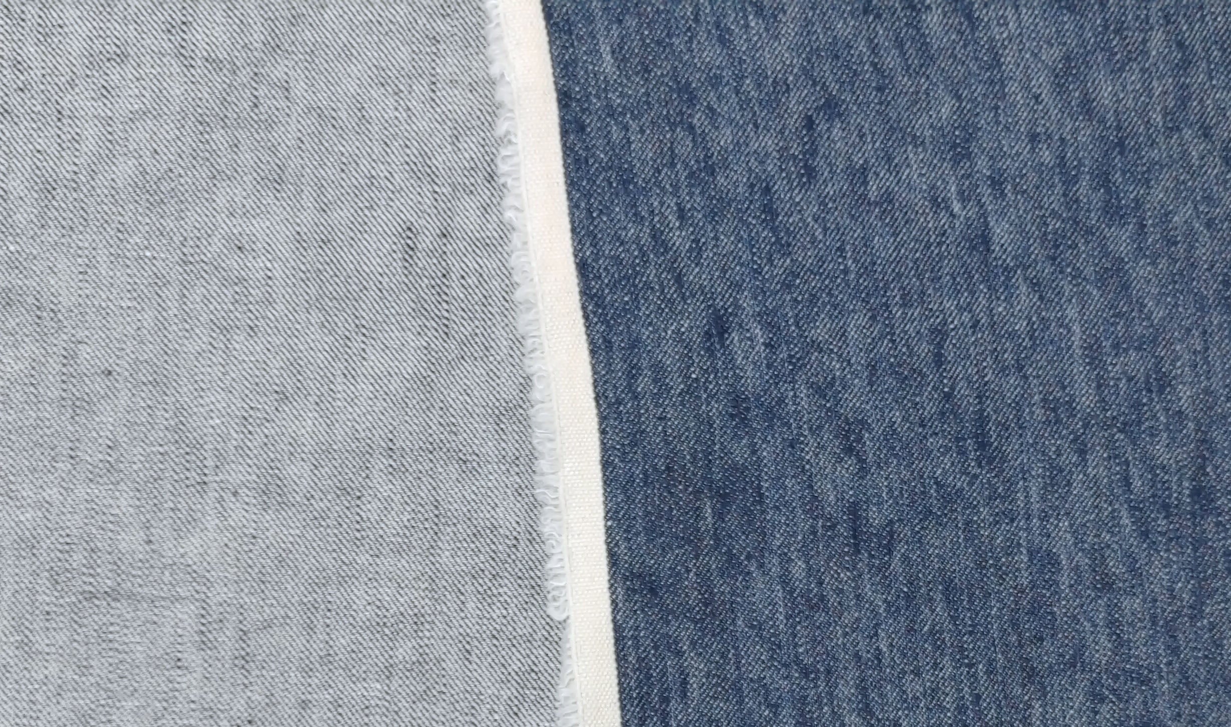 Linen-Wool Twill Fabric - Blue Denim Style, Soft Handfeel 7956