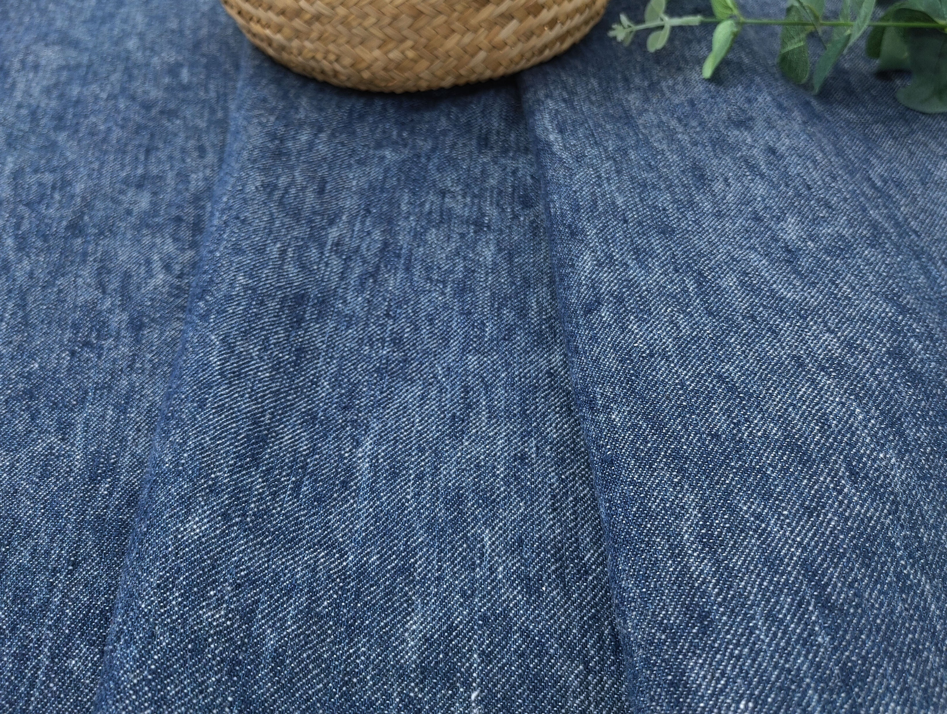 Linen-Wool Twill Fabric - Blue Denim Style, Soft Handfeel 7956