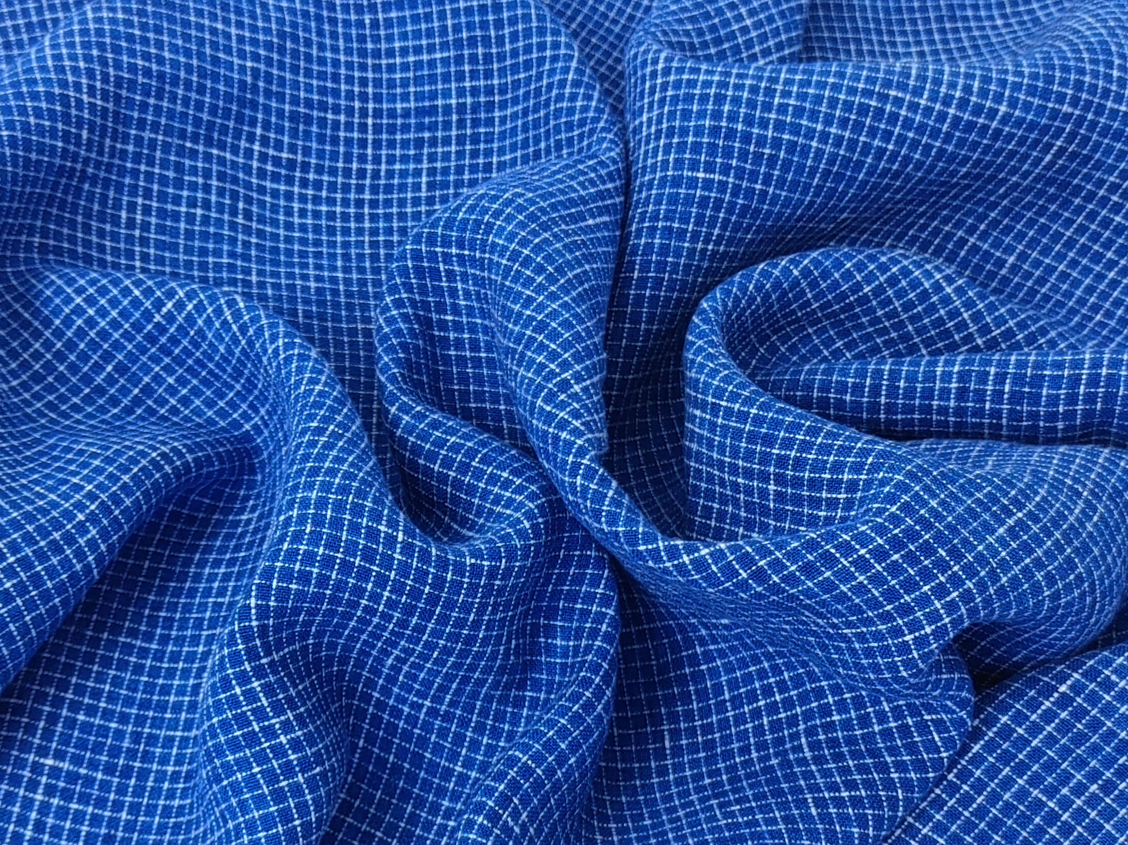 Blue 100% Linen Fabric: Viking Age Hedeby Windowpane Pattern 7958