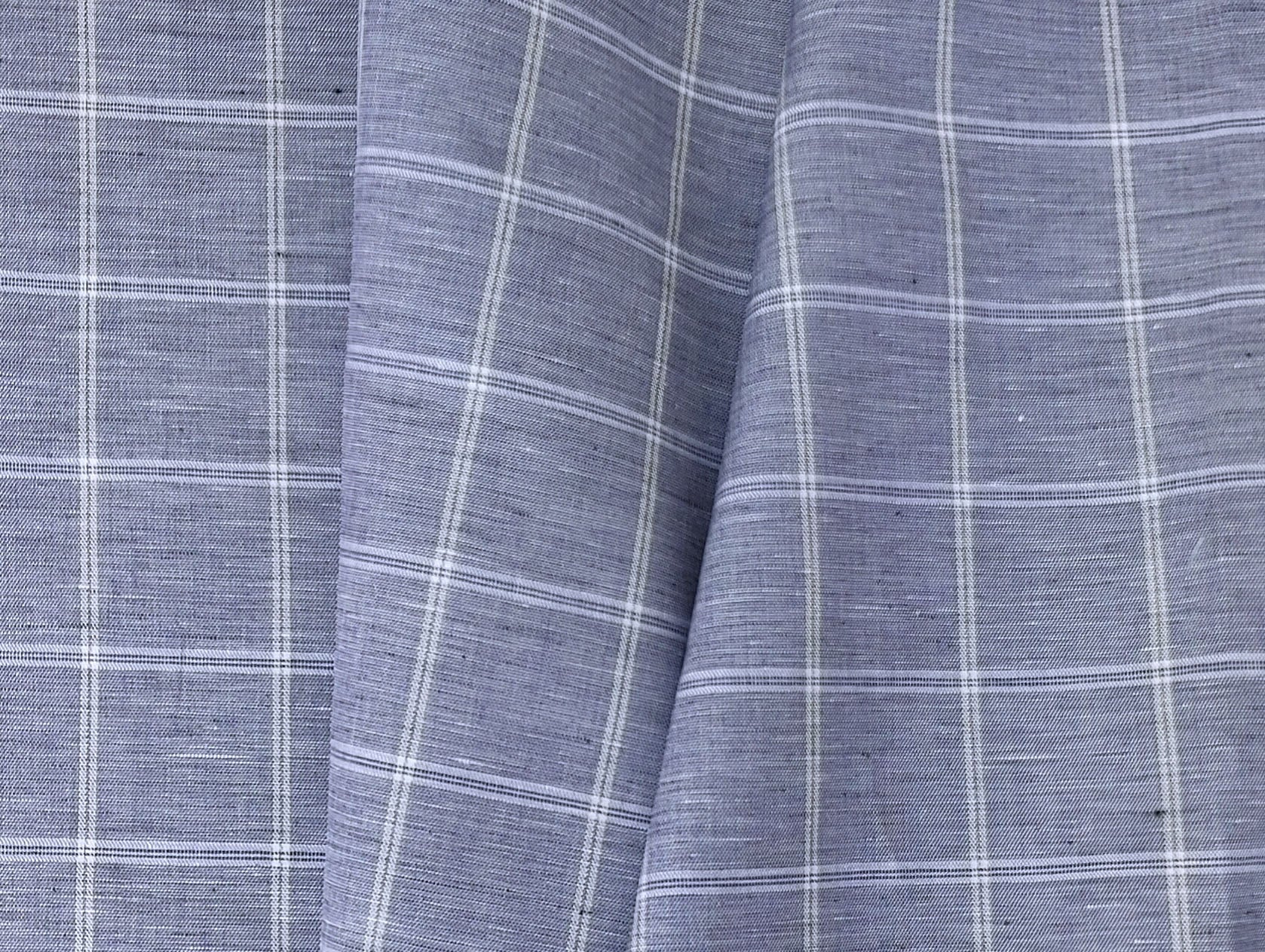 Classic Windowpane Linen-Cotton Twill Fabric – Light to Medium Weight 3185 3247