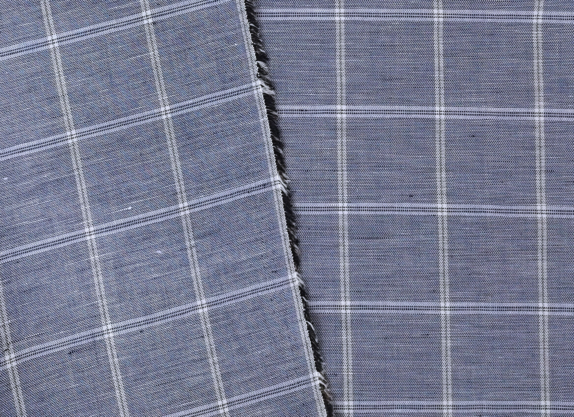 Classic Windowpane Linen-Cotton Twill Fabric – Light to Medium Weight 3185 3247