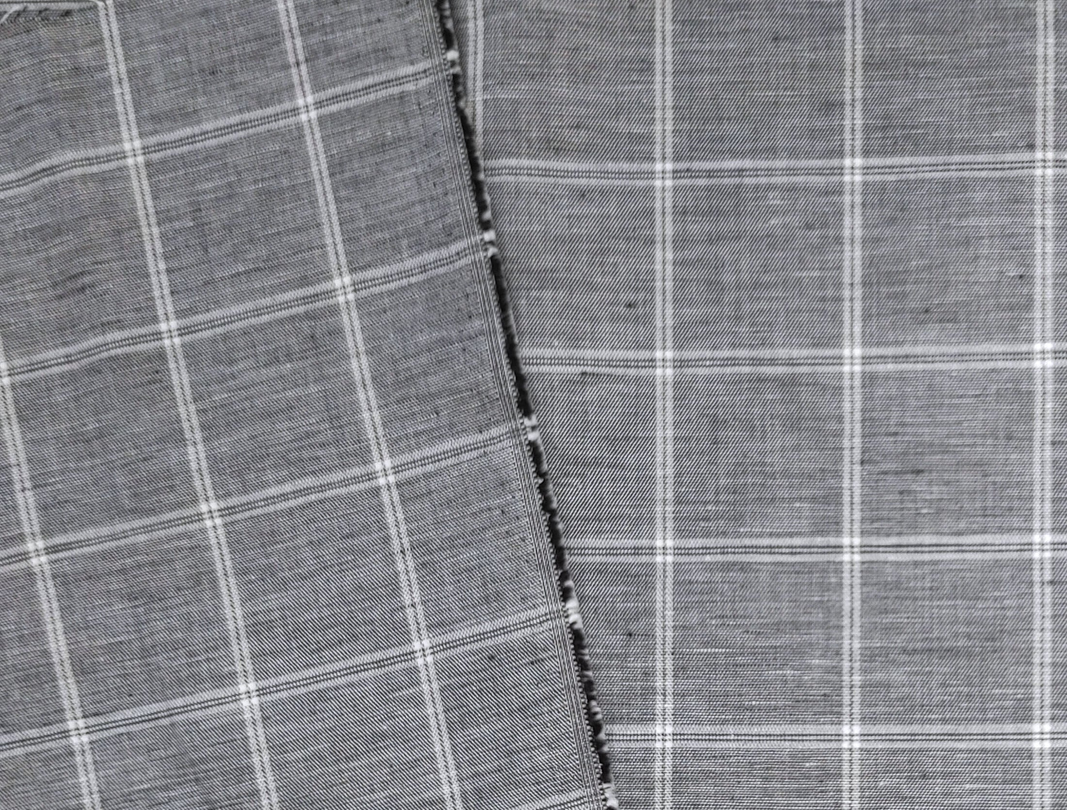 Classic Windowpane Linen-Cotton Twill Fabric – Light to Medium Weight 3185 3247