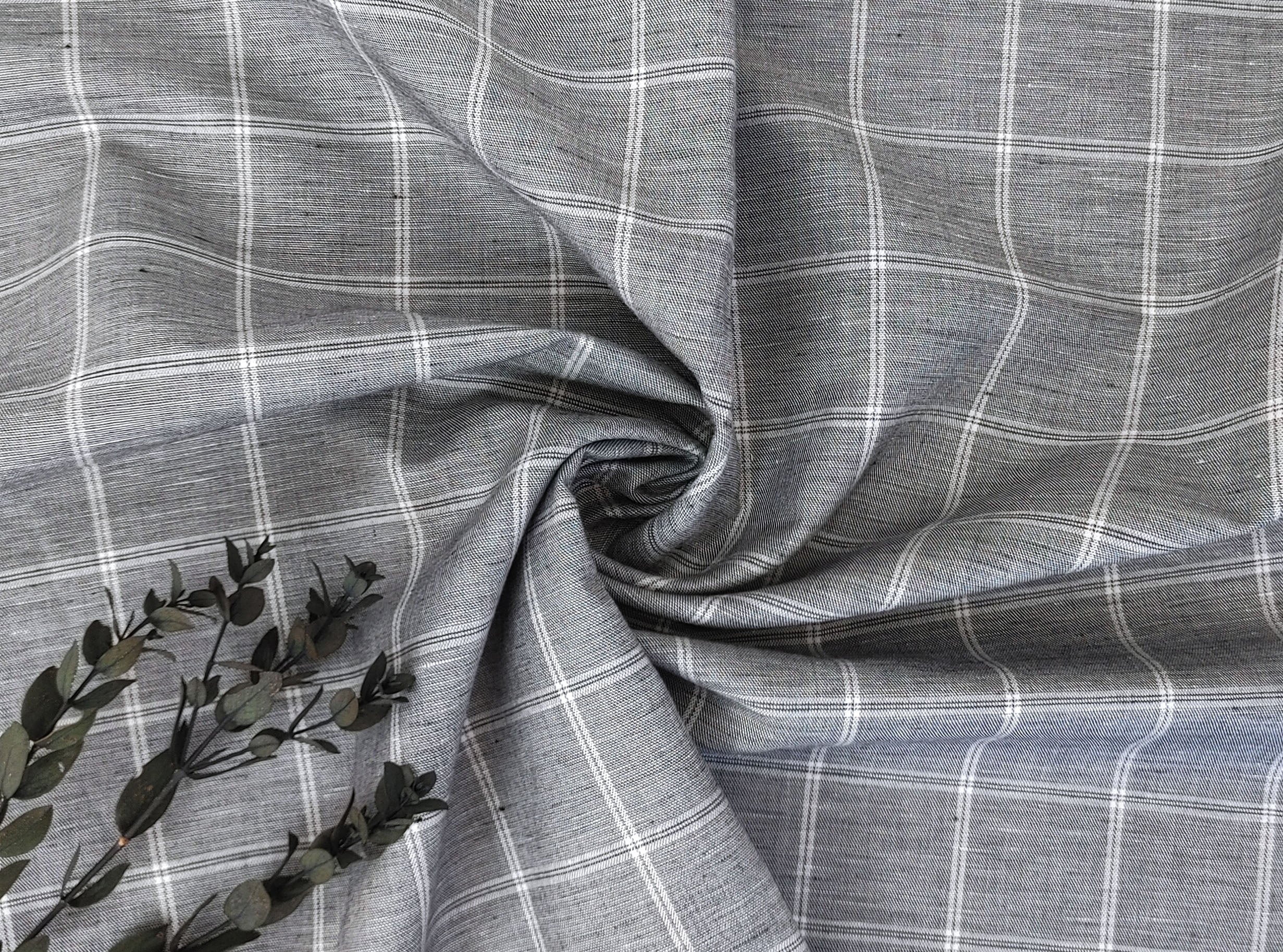 Classic Windowpane Linen-Cotton Twill Fabric – Light to Medium Weight 3185 3247