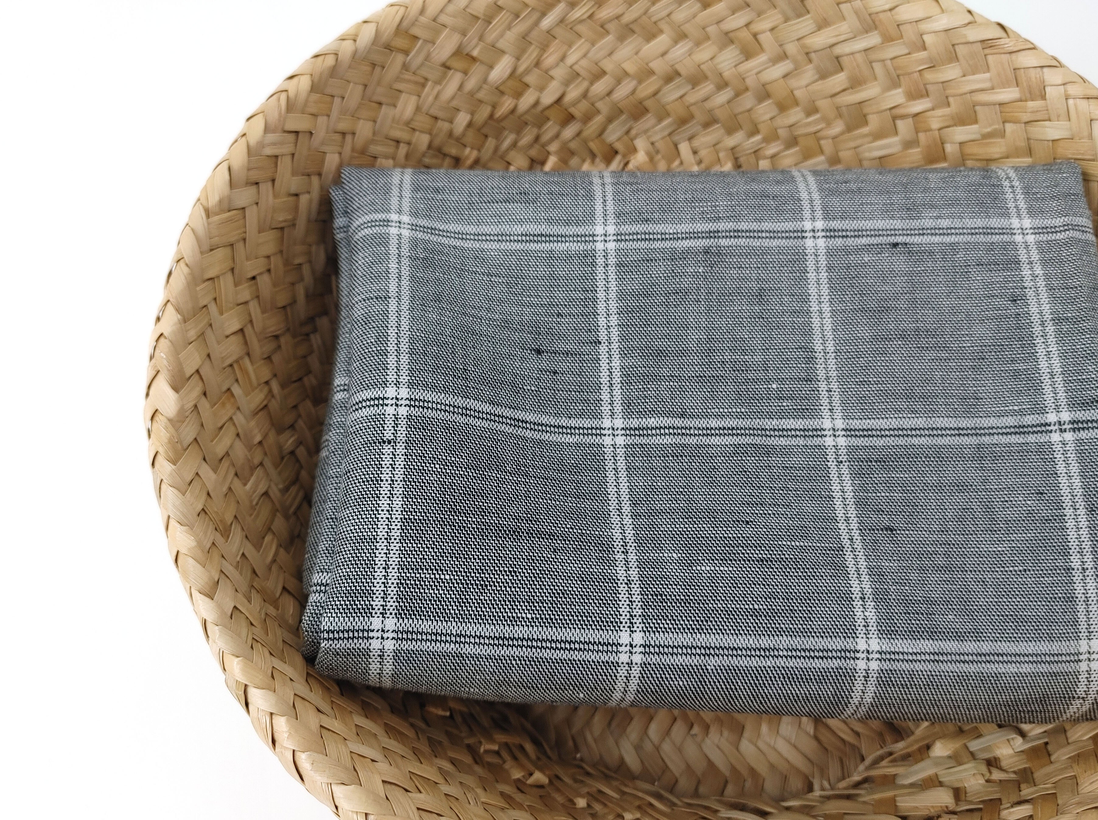 Classic Windowpane Linen-Cotton Twill Fabric – Light to Medium Weight 3185 3247