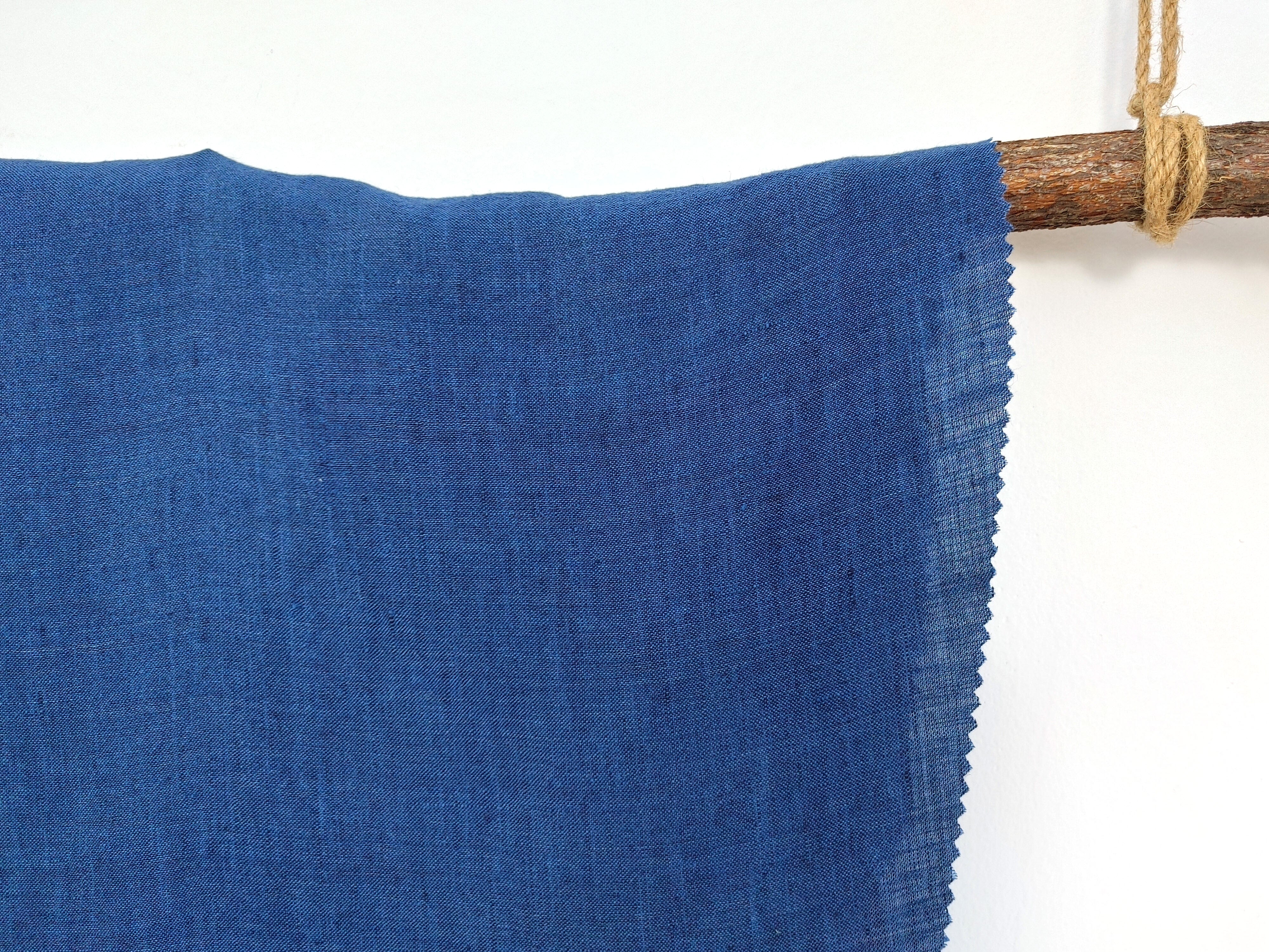 1y precut : Navy Chambray Linen Fabric  – Light Weight, Soft, and Crisp with a Cool Touch